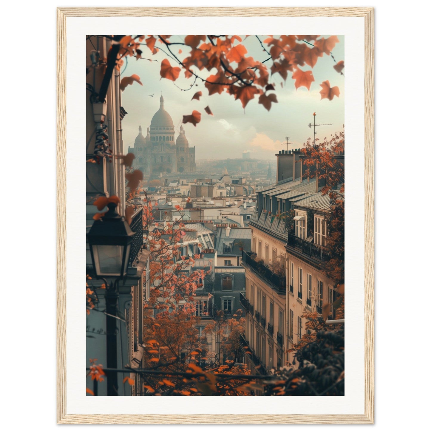 Poster Paris Montmartre ( 45x60-cm-Bois-clair)