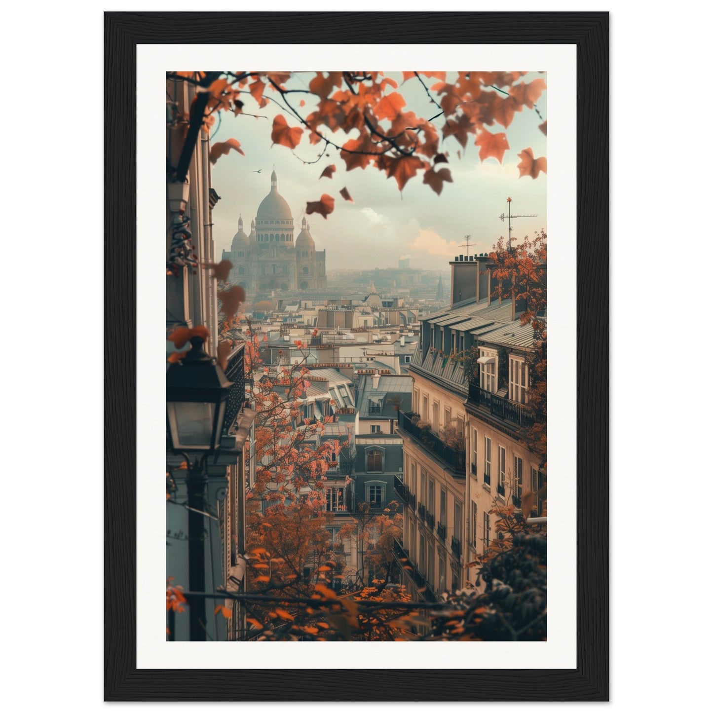 Poster Paris Montmartre ( 21x29.7-cm-Bois-noir)