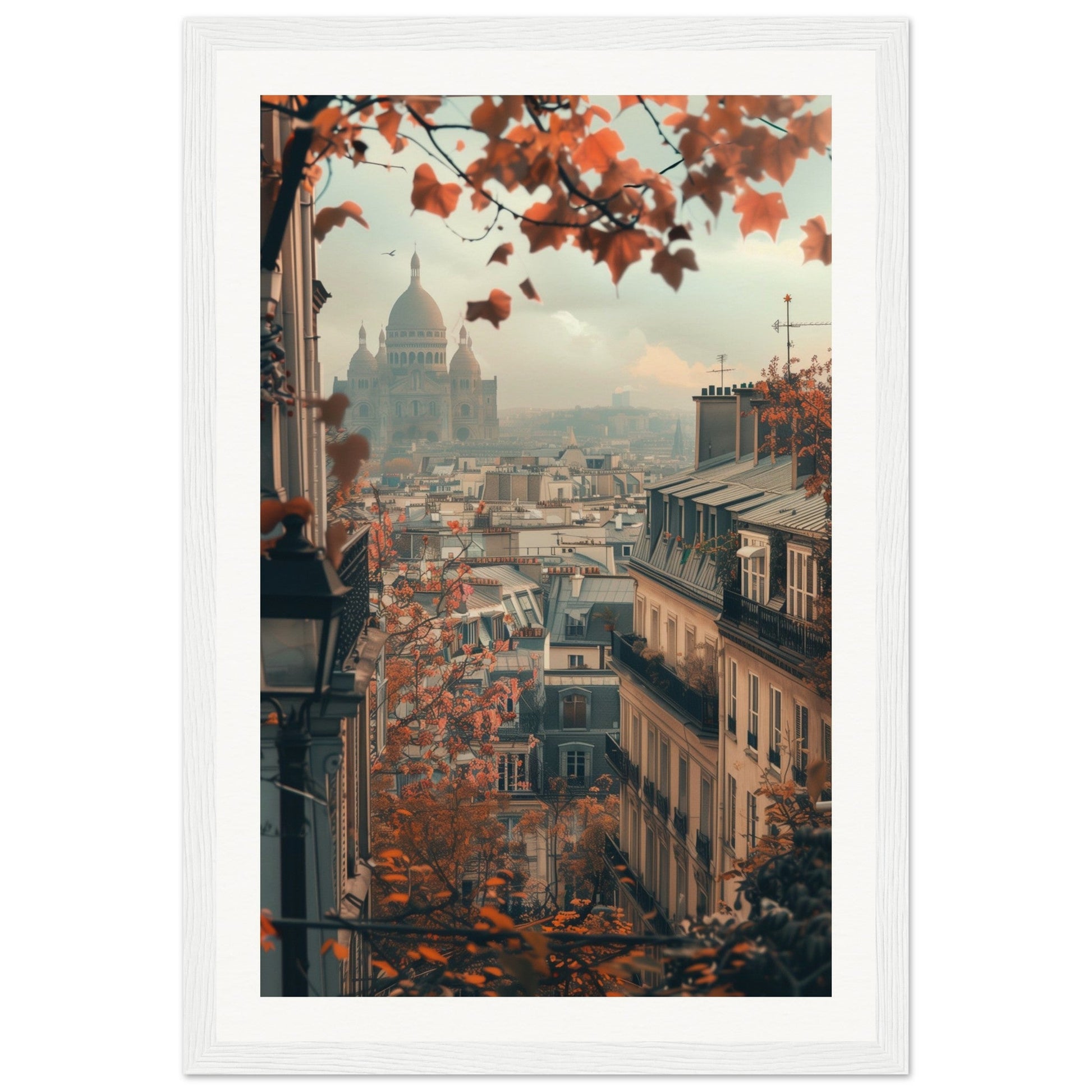 Poster Paris Montmartre ( 30x45-cm-Bois-blanc)