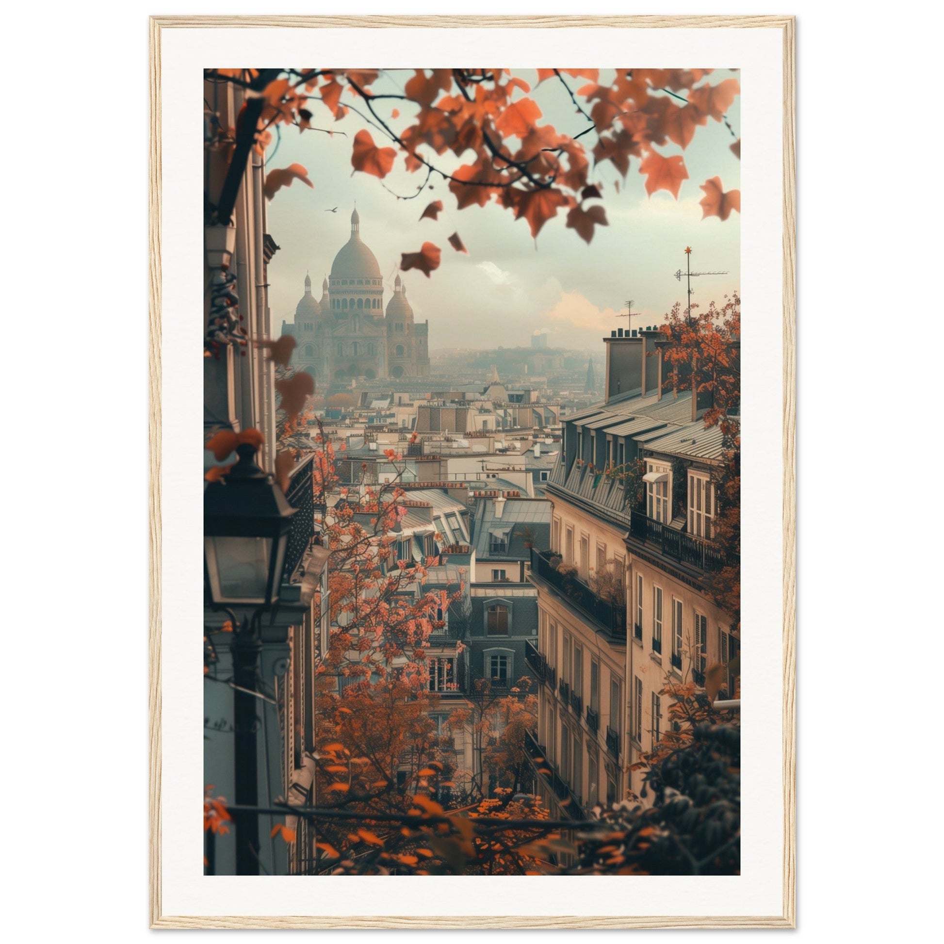 Poster Paris Montmartre ( 70x100-cm-Bois-clair)