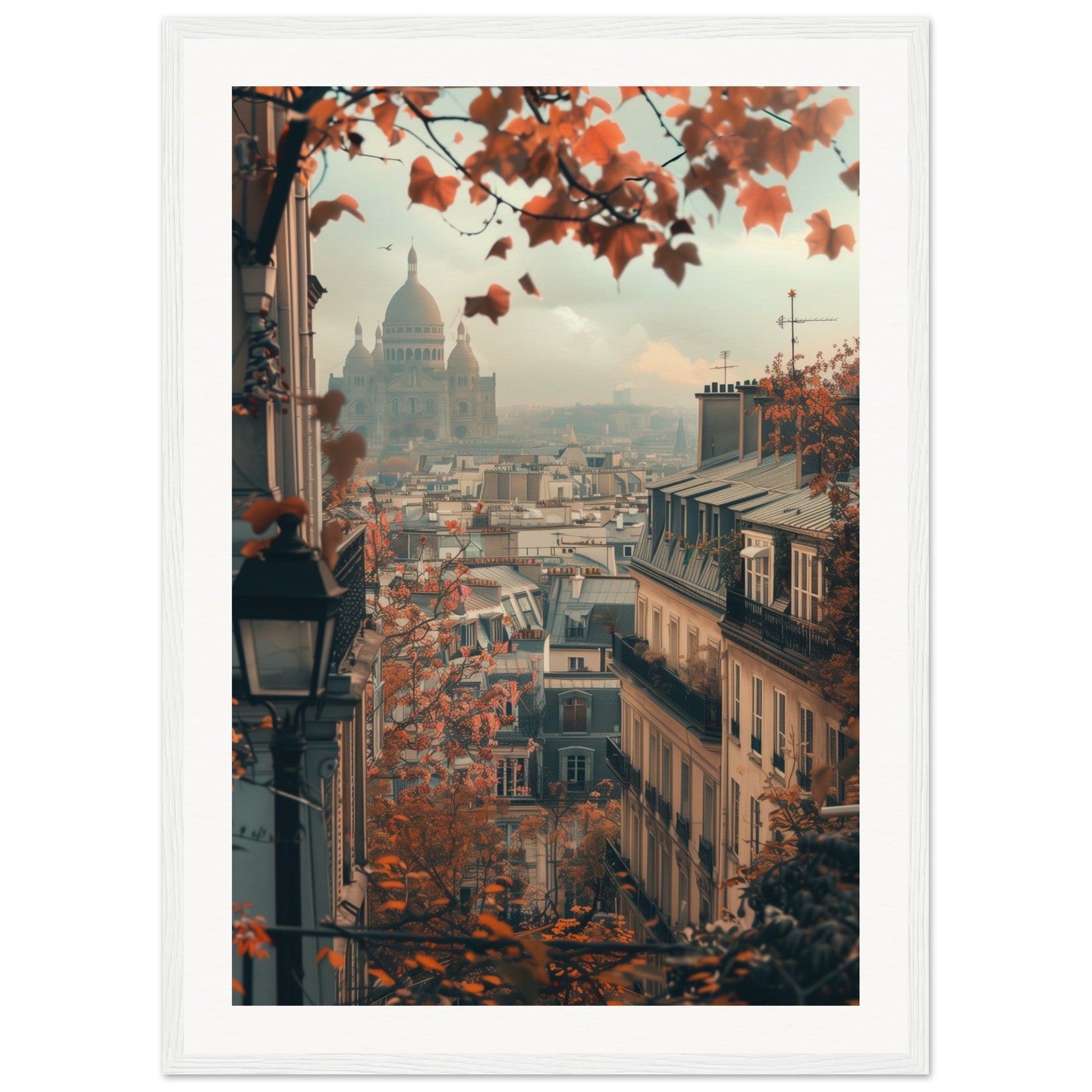 Poster Paris Montmartre ( 50x70-cm-Bois-blanc)