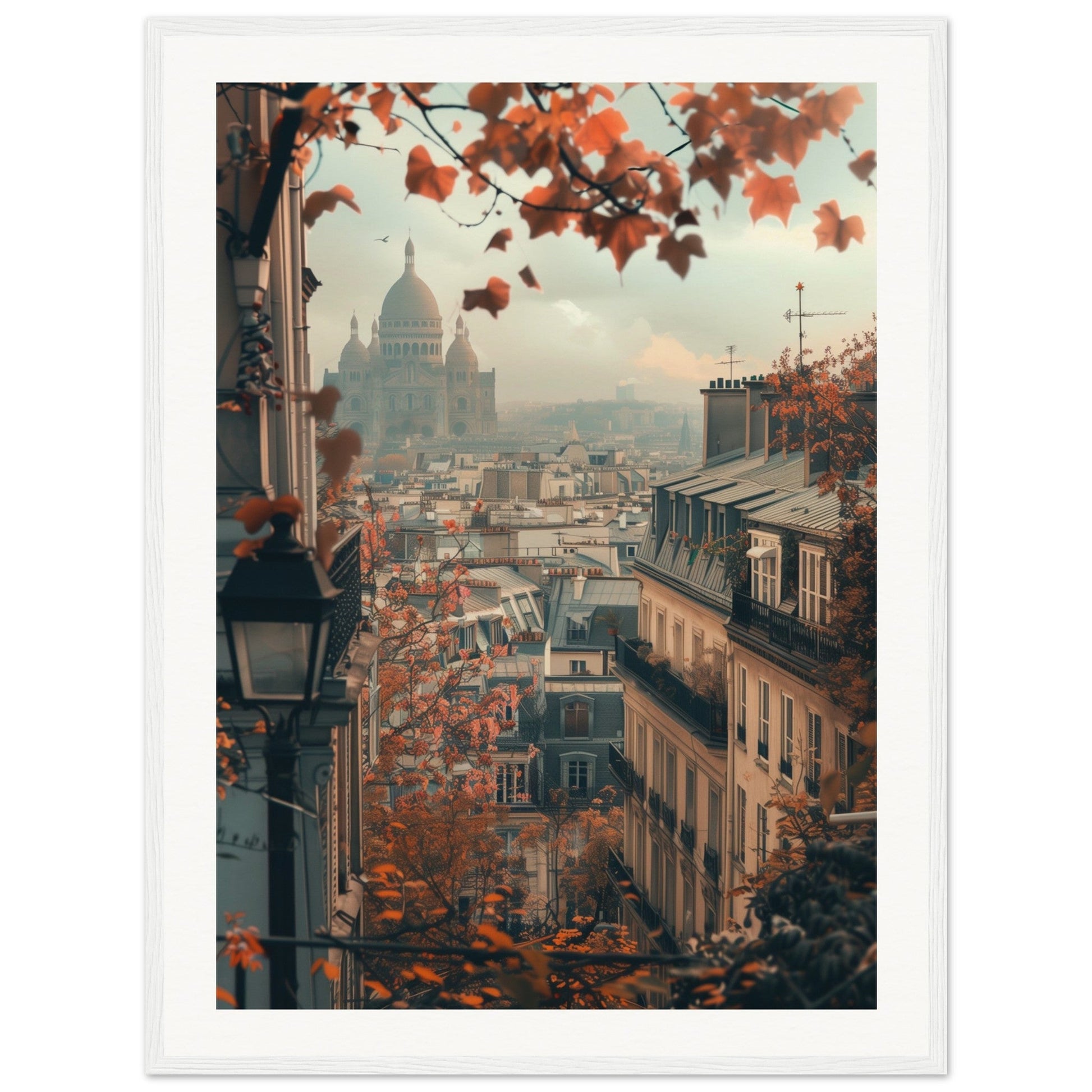 Poster Paris Montmartre ( 60x80-cm-Bois-blanc)