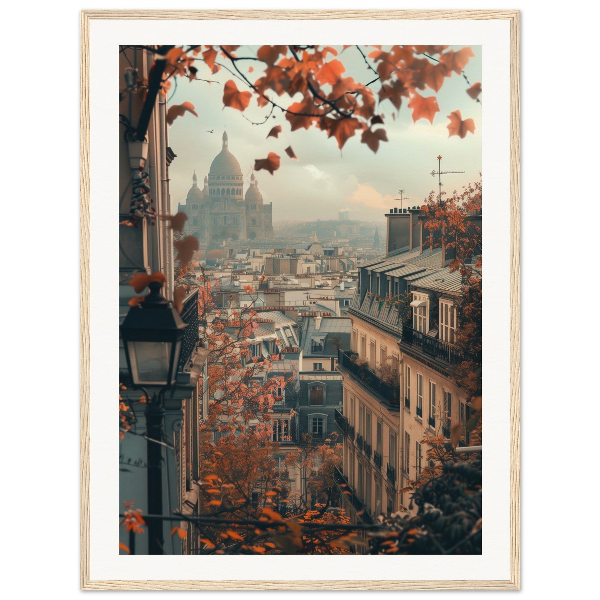 Poster Paris Montmartre ( 60x80-cm-Bois-clair)