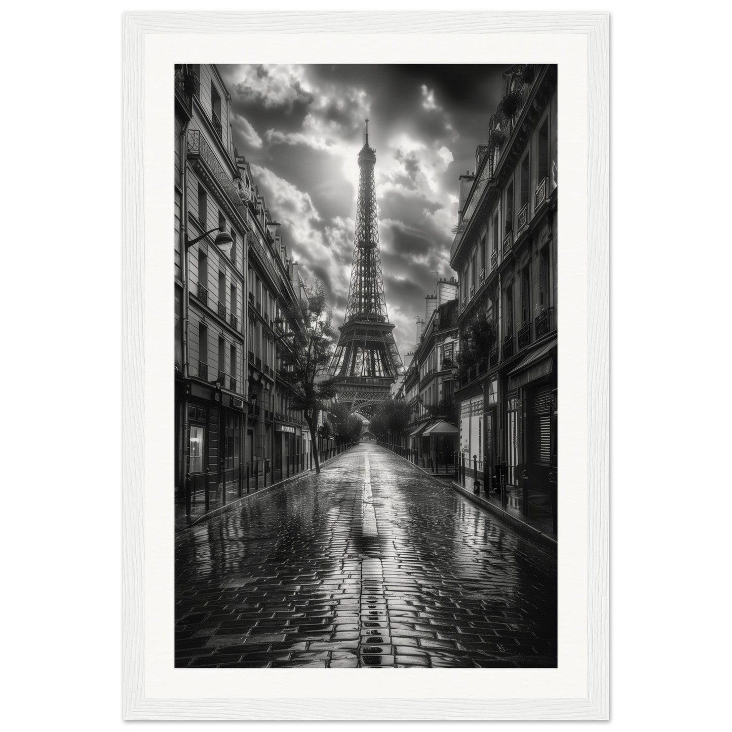 Poster Paris Noir et Blanc ( 30x45-cm-Bois-blanc)