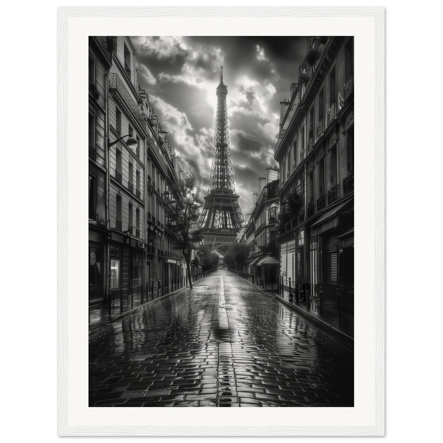 Poster Paris Noir et Blanc ( 45x60-cm-Bois-blanc)