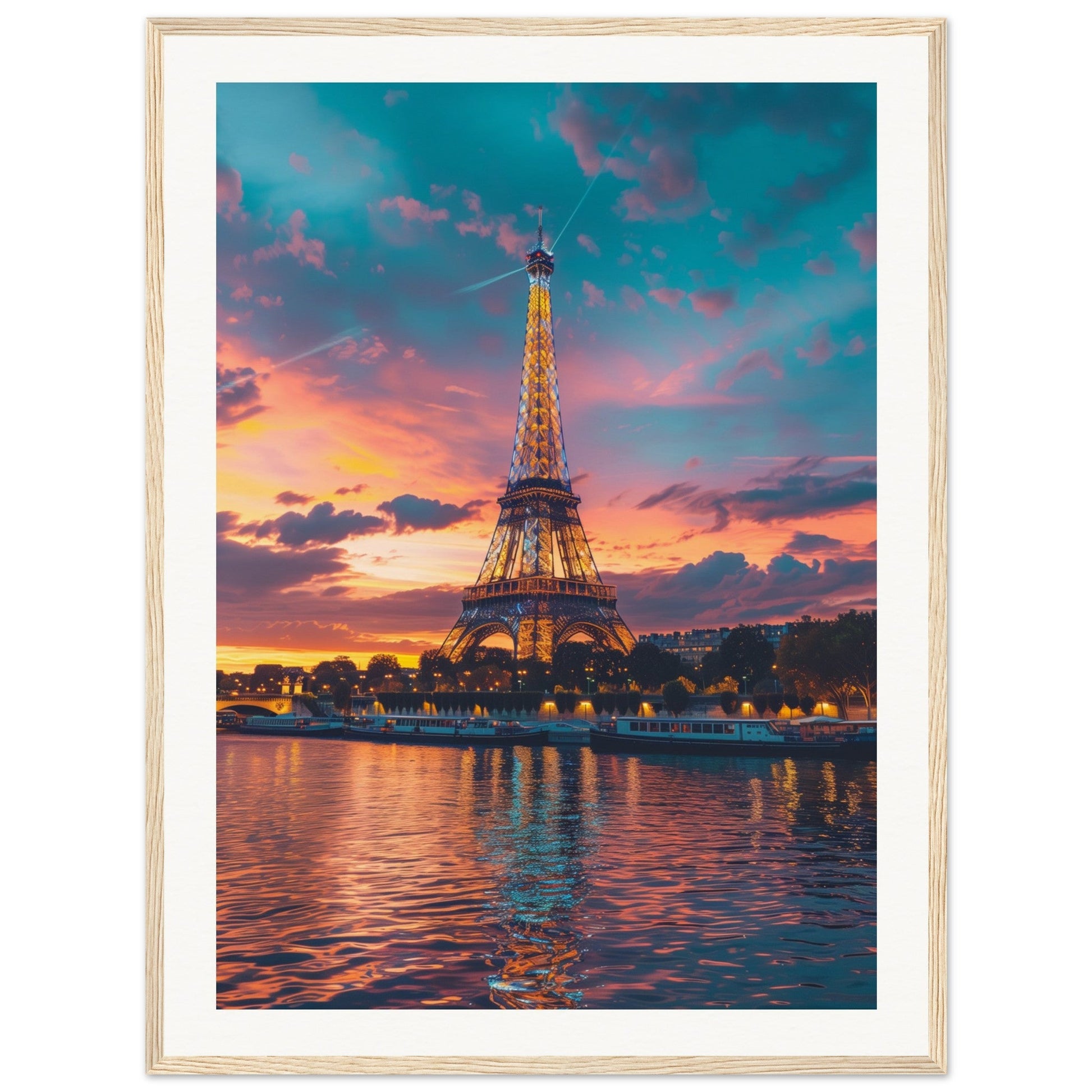 Poster Paris Tour Eiffel ( 60x80-cm-Bois-clair)