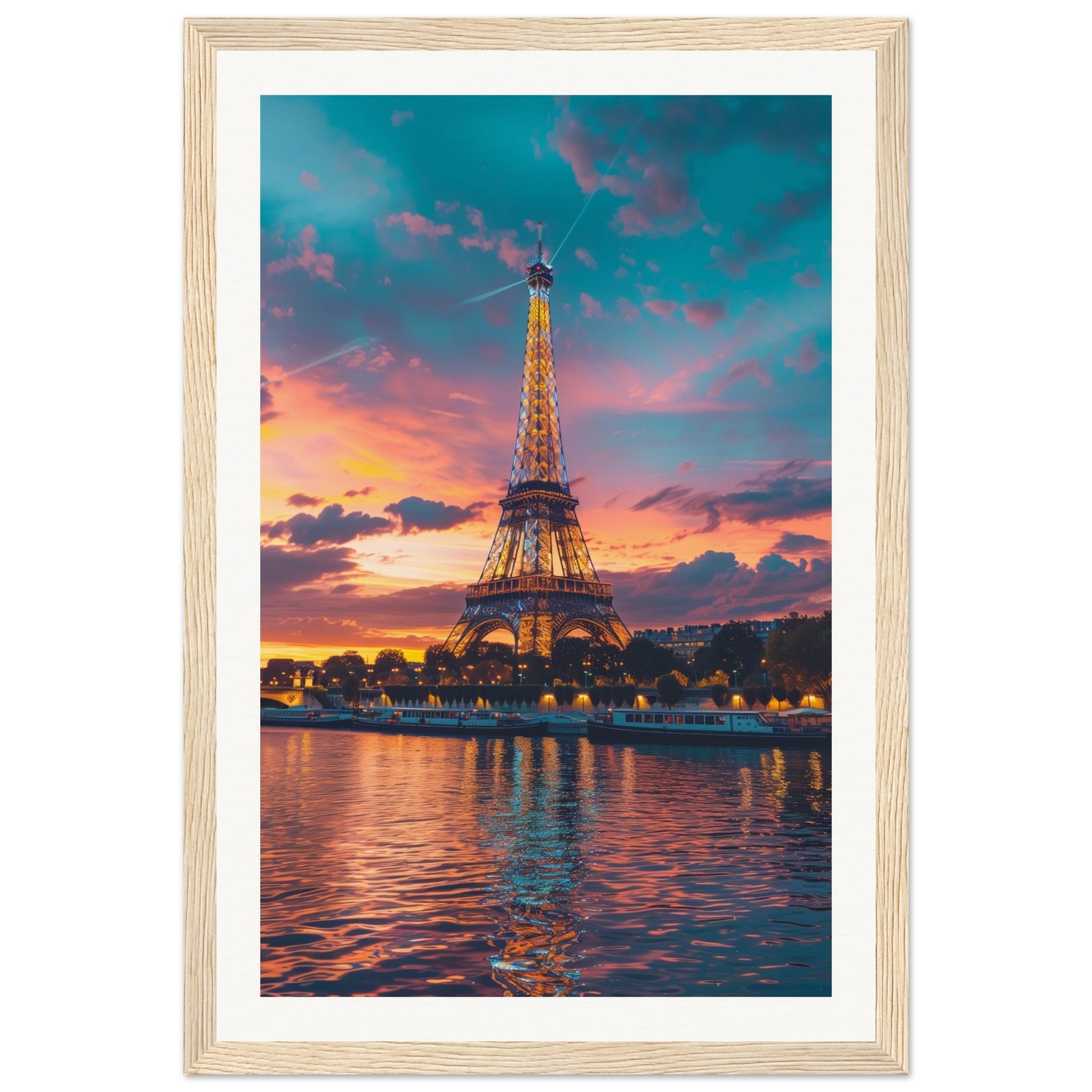 Poster Paris Tour Eiffel ( 30x45-cm-Bois-clair)