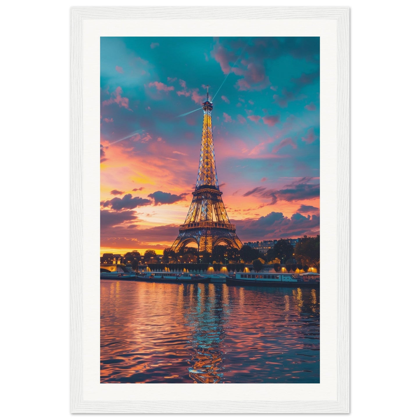 Poster Paris Tour Eiffel ( 30x45-cm-Bois-blanc)