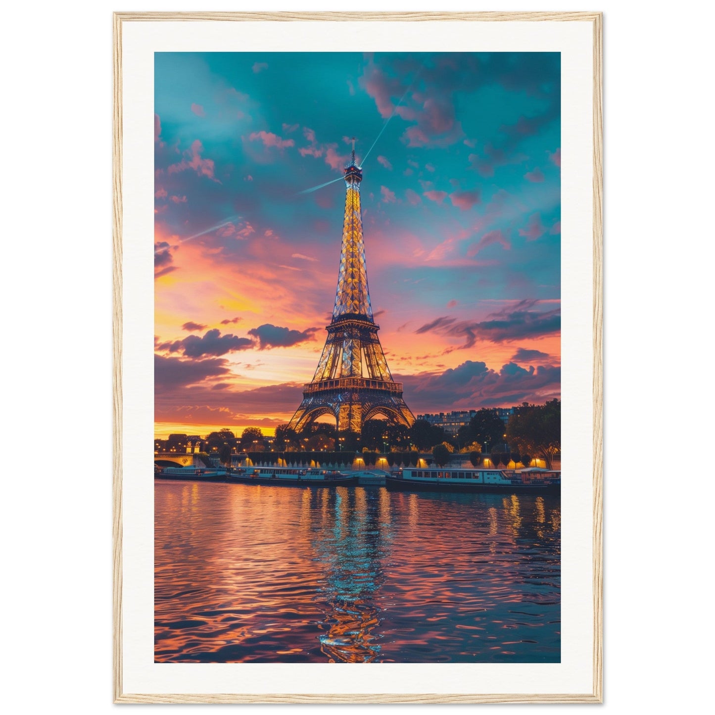 Poster Paris Tour Eiffel ( 70x100-cm-Bois-clair)