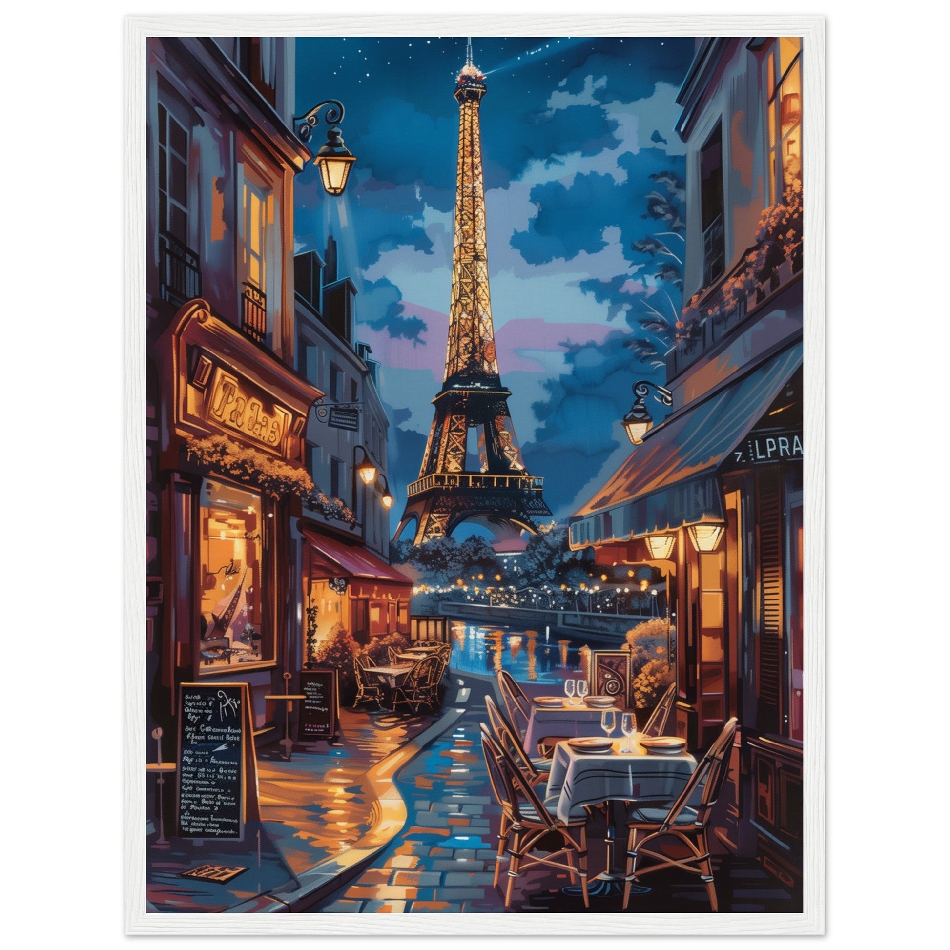 Poster Paris by Night ( 45x60-cm-Bois-blanc)