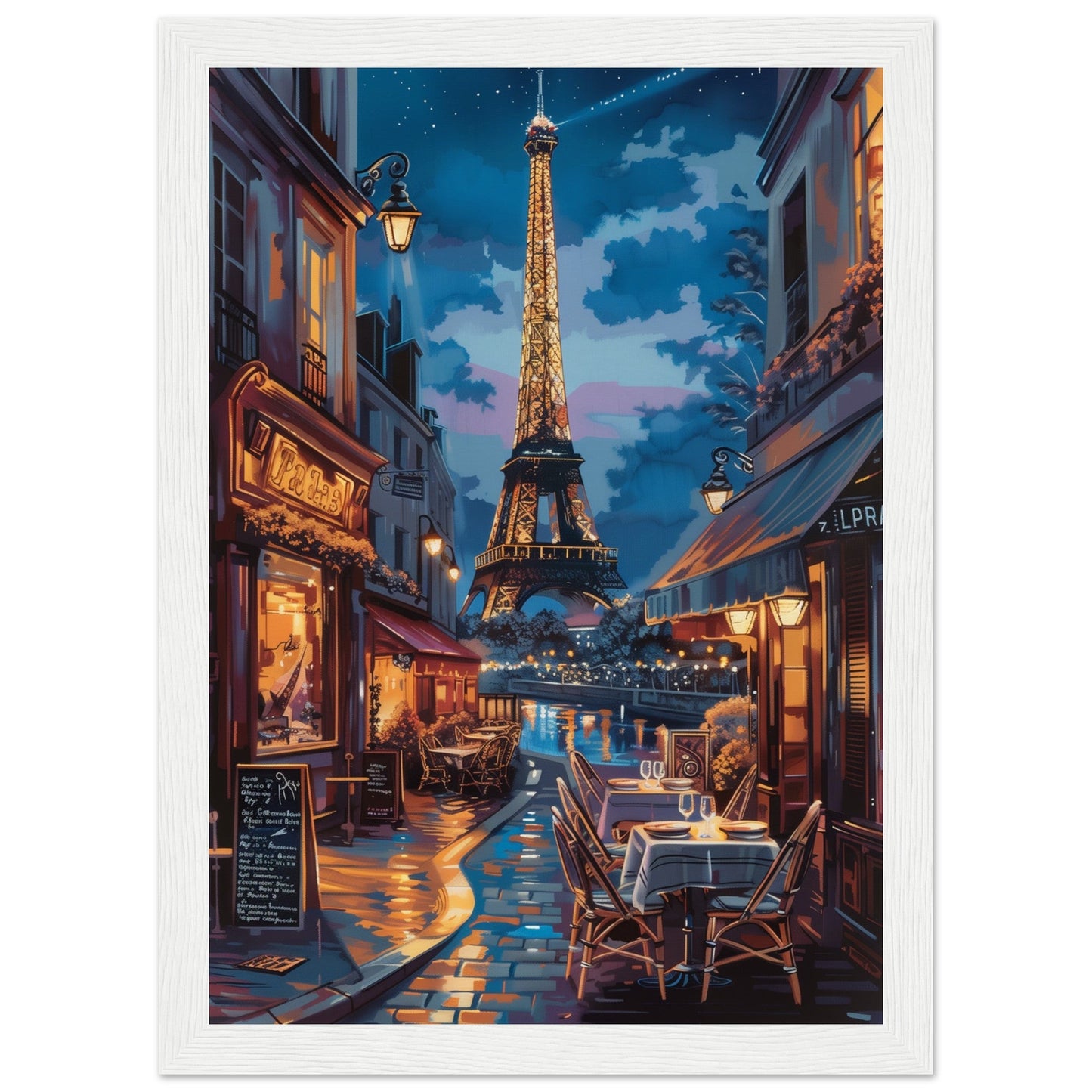 Poster Paris by Night ( 21x29.7-cm-Bois-blanc)