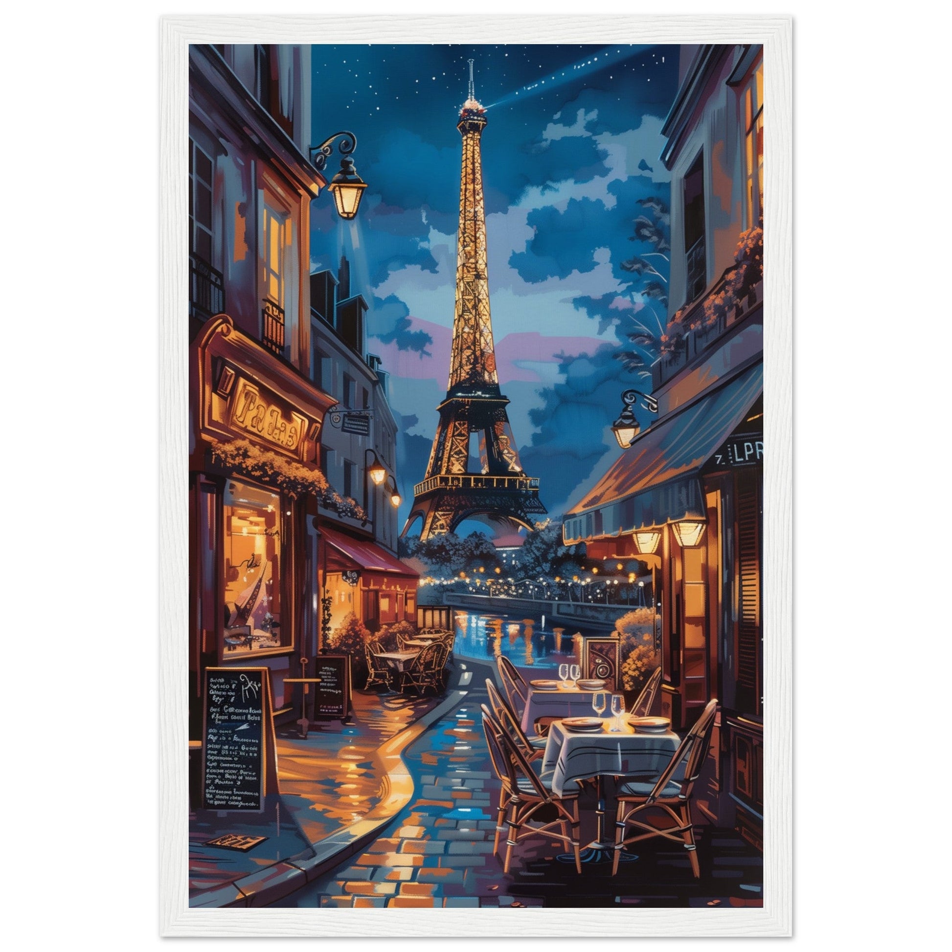 Poster Paris by Night ( 30x45-cm-Bois-blanc)