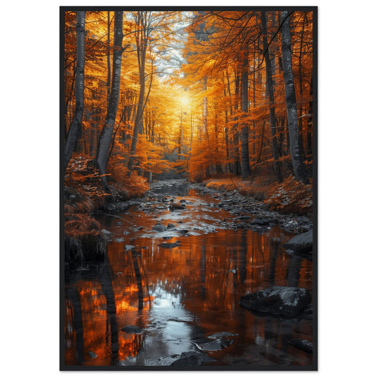 Poster Paysage Automne ( 70x100-cm-Bois-noir)