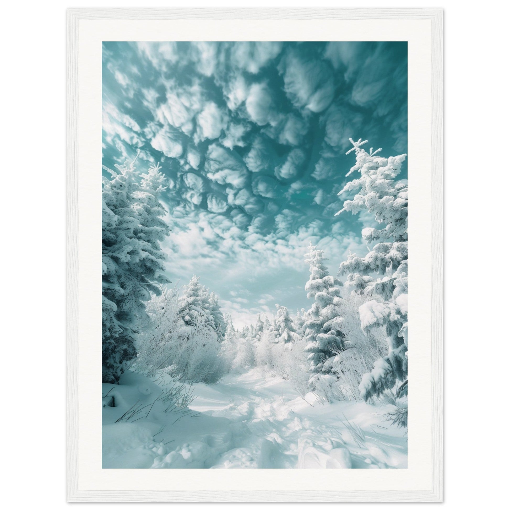 Poster Paysage Enneigé ( 45x60-cm-Bois-blanc)