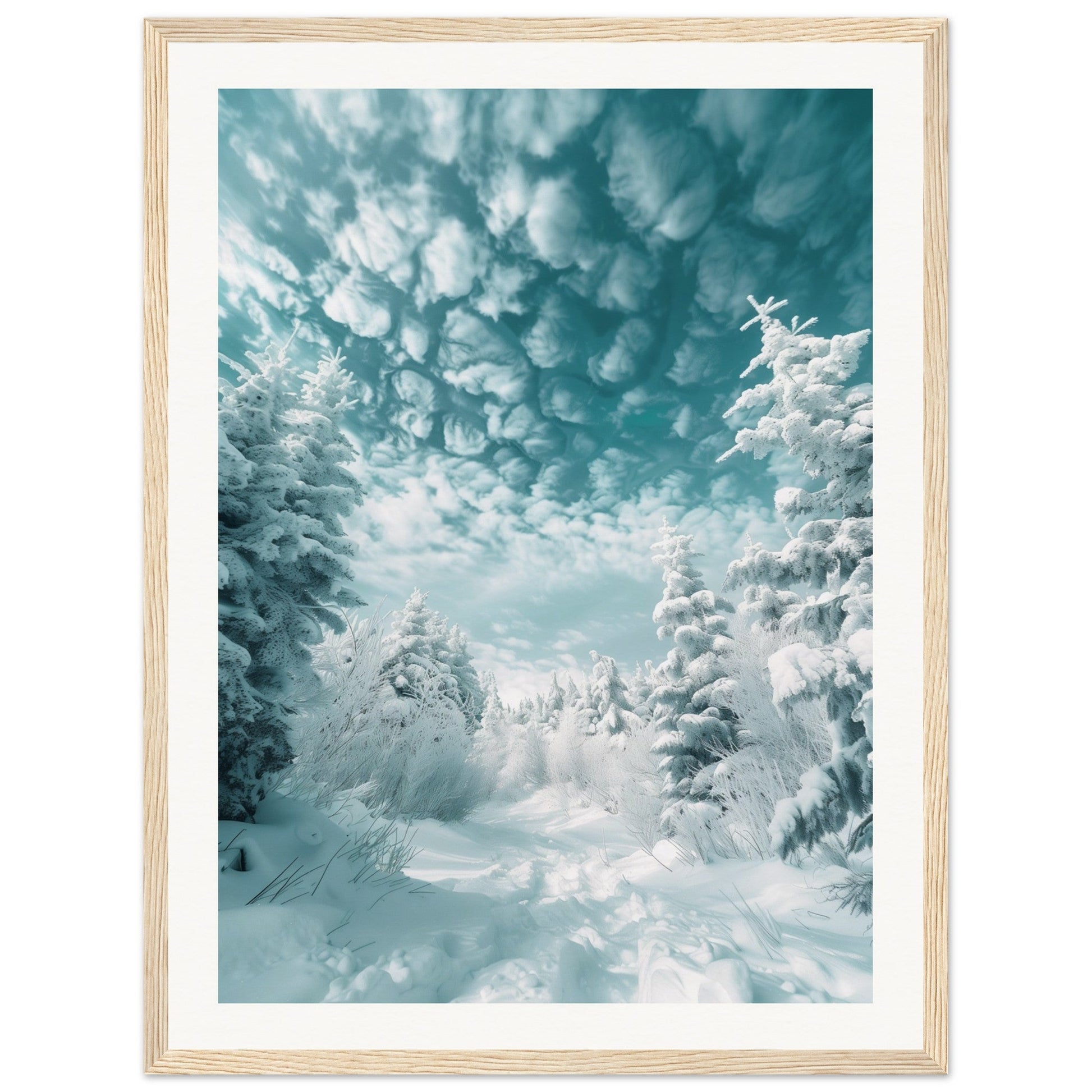 Poster Paysage Enneigé ( 45x60-cm-Bois-clair)