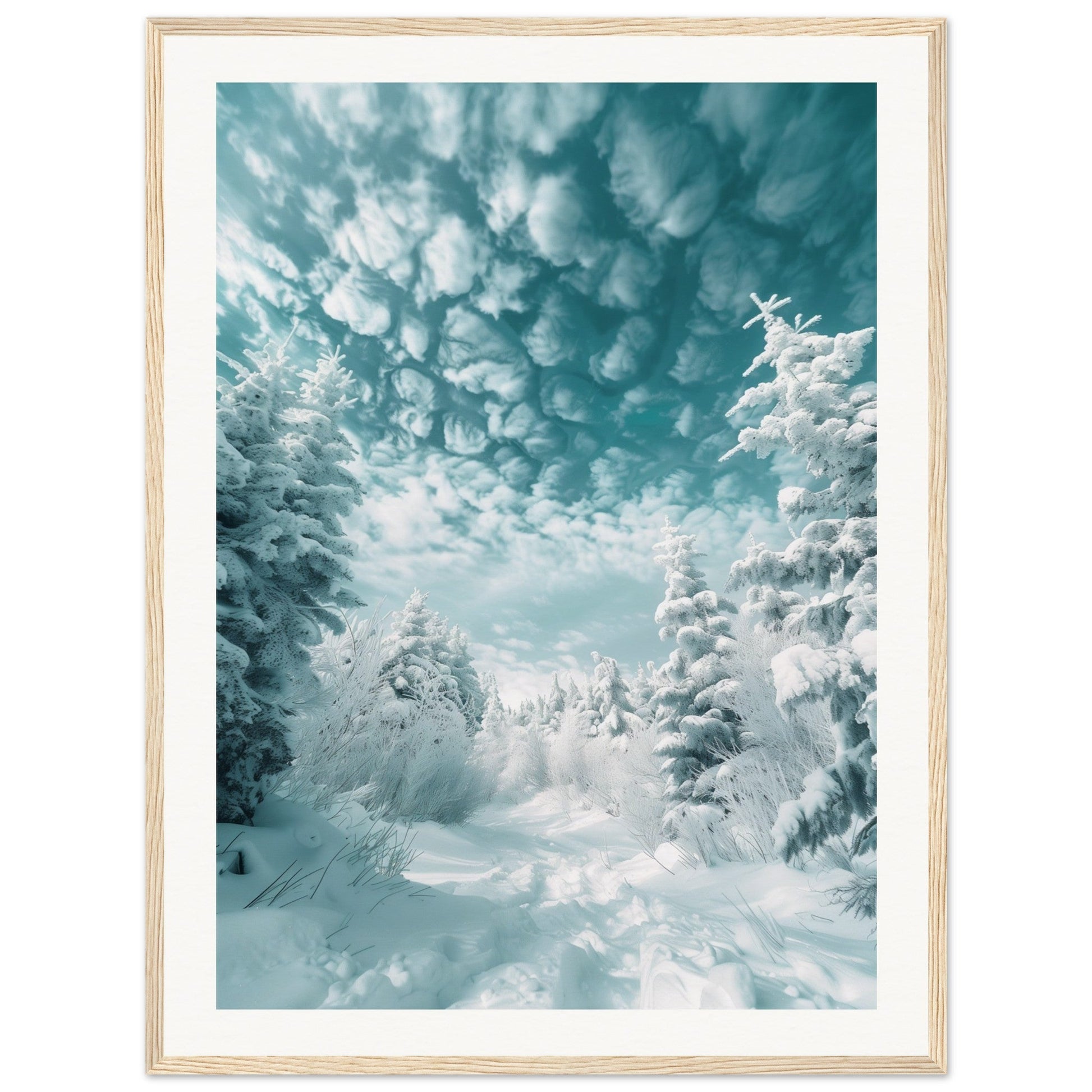 Poster Paysage Enneigé ( 60x80-cm-Bois-clair)