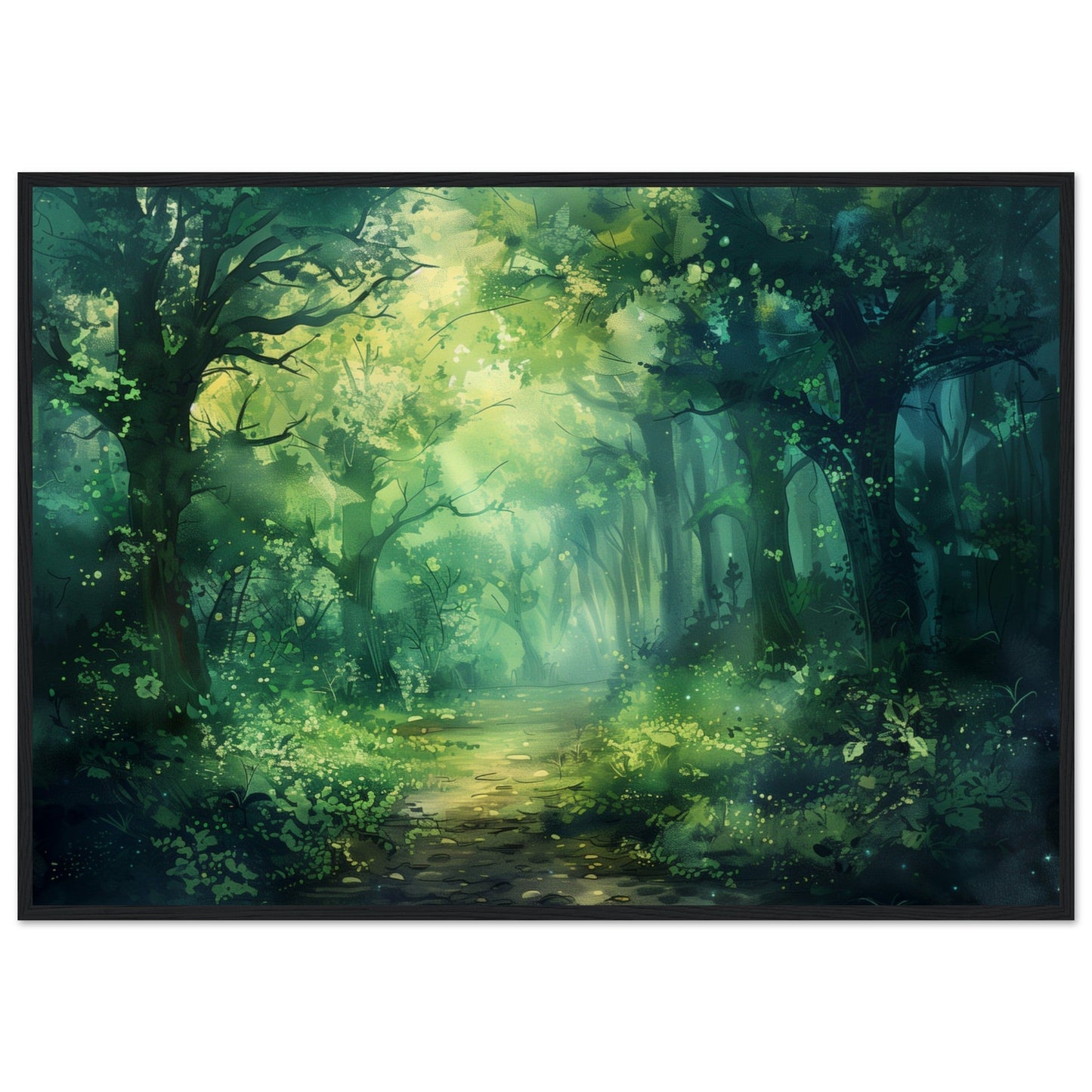 Poster Paysage Forêt ( 70x100-cm-Bois-noir)