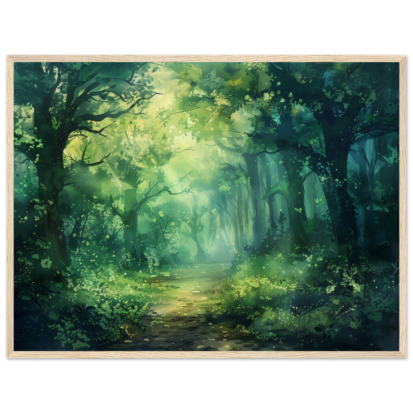 Poster Paysage Forêt ( 60x80-cm-Bois-clair)