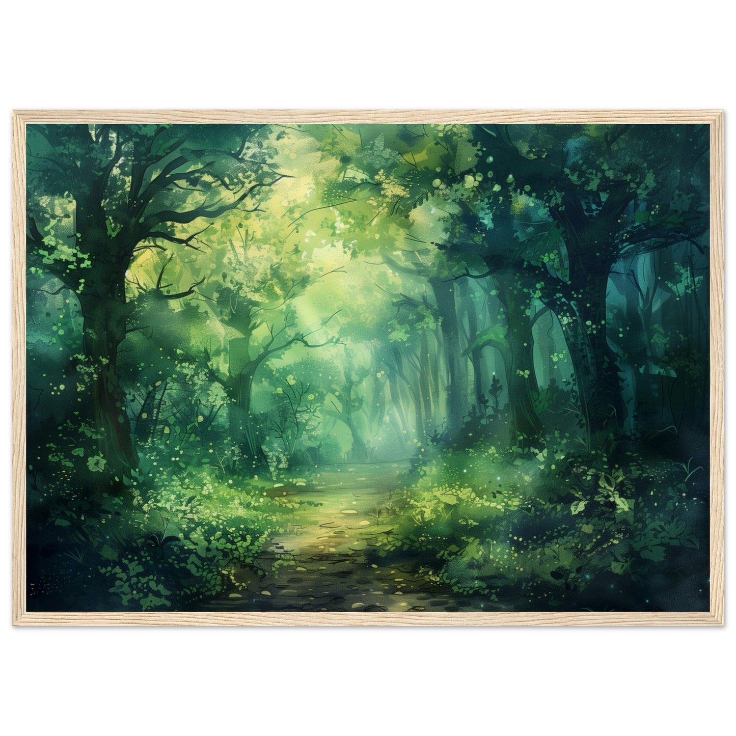 Poster Paysage Forêt ( 50x70-cm-Bois-clair)