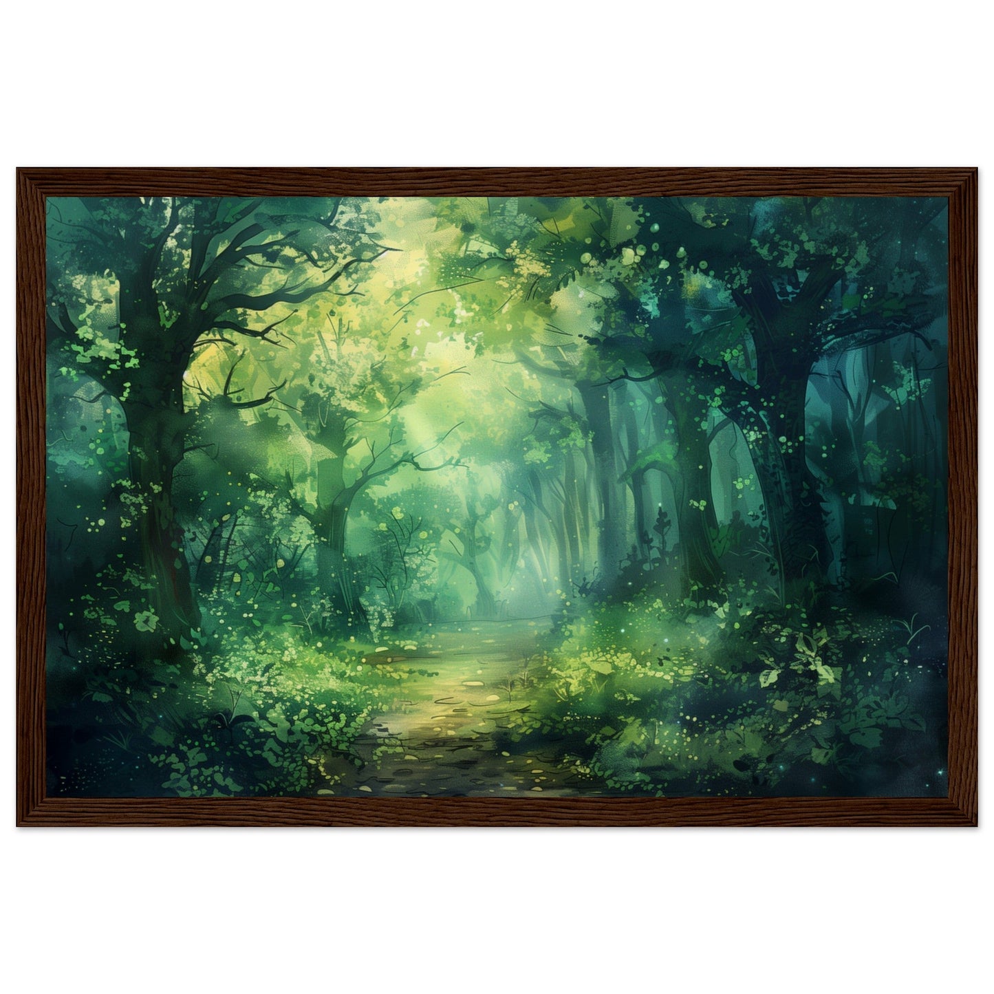 Poster Paysage Forêt ( 30x45-cm-Bois-foncé)