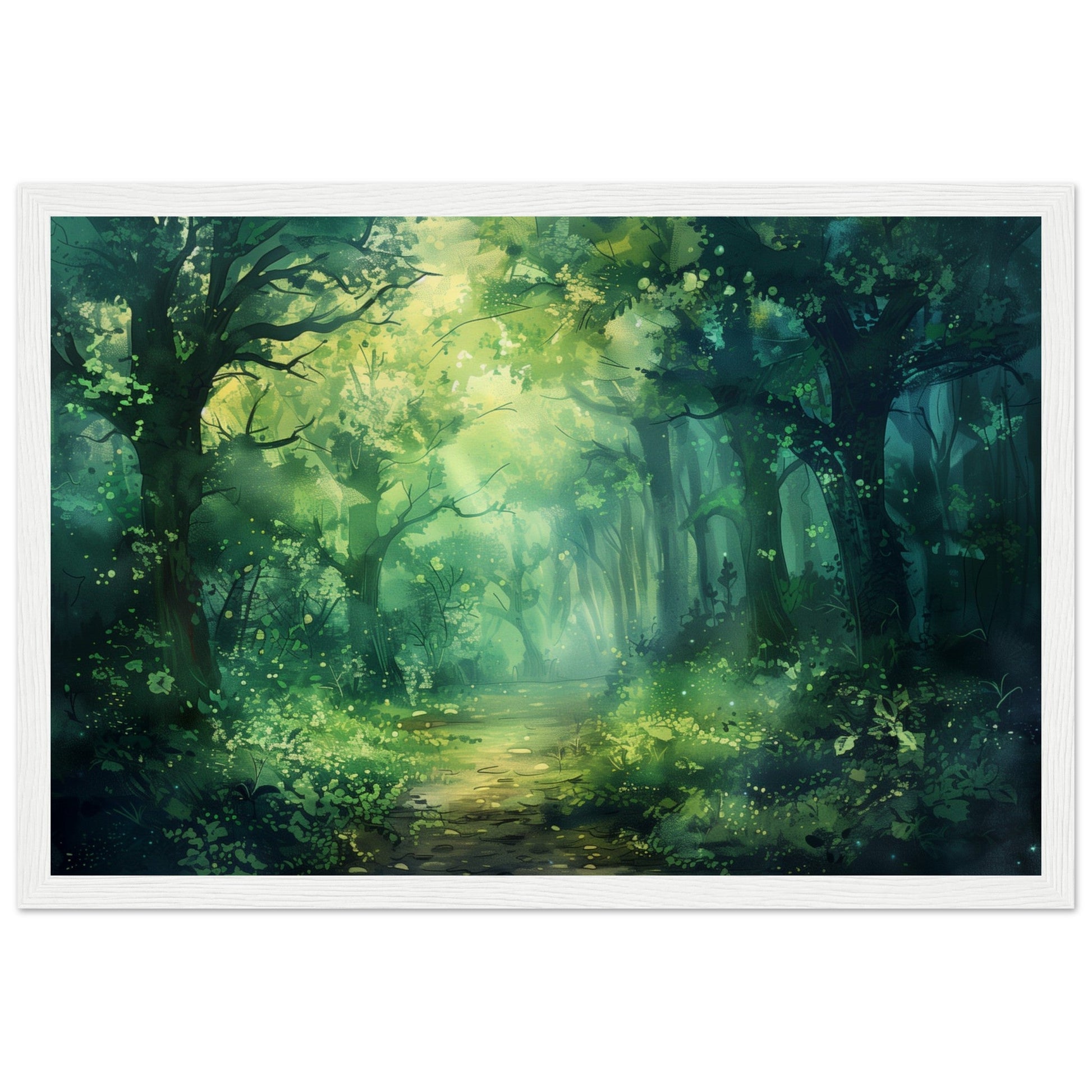 Poster Paysage Forêt ( 30x45-cm-Bois-blanc)