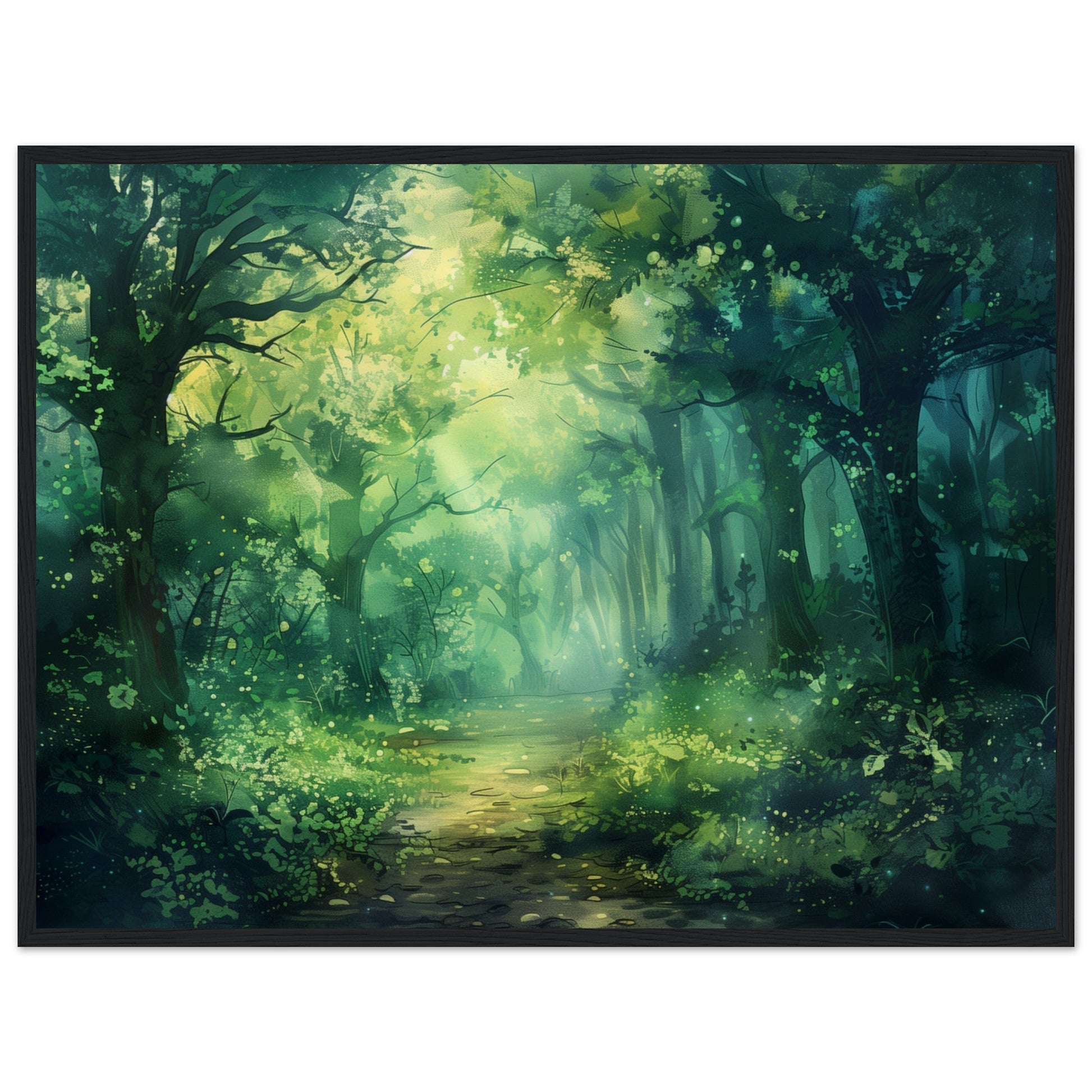 Poster Paysage Forêt ( 60x80-cm-Bois-noir)