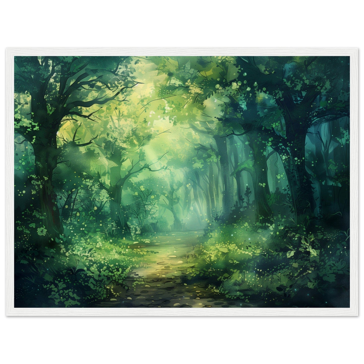 Poster Paysage Forêt ( 45x60-cm-Bois-blanc)