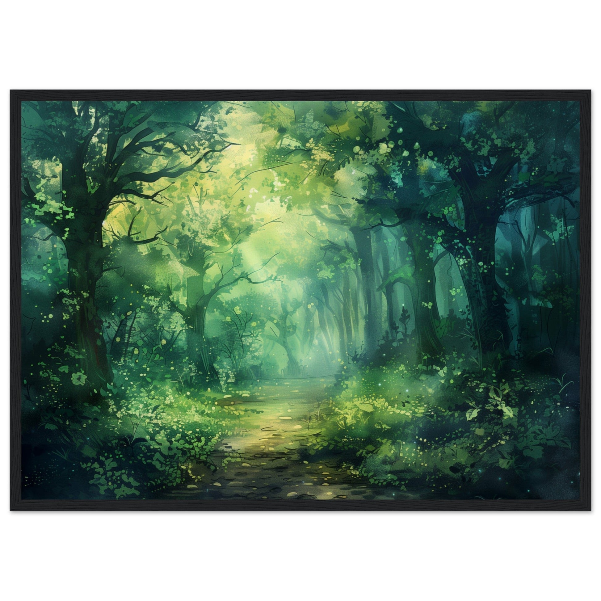 Poster Paysage Forêt ( 50x70-cm-Bois-noir)