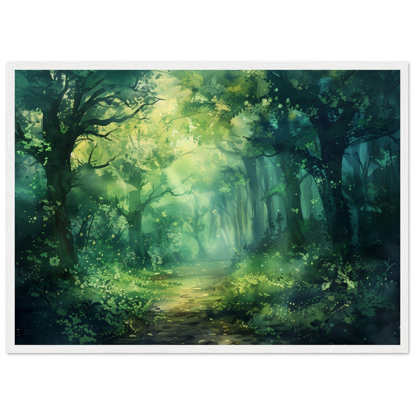 Poster Paysage Forêt ( 50x70-cm-Bois-blanc)