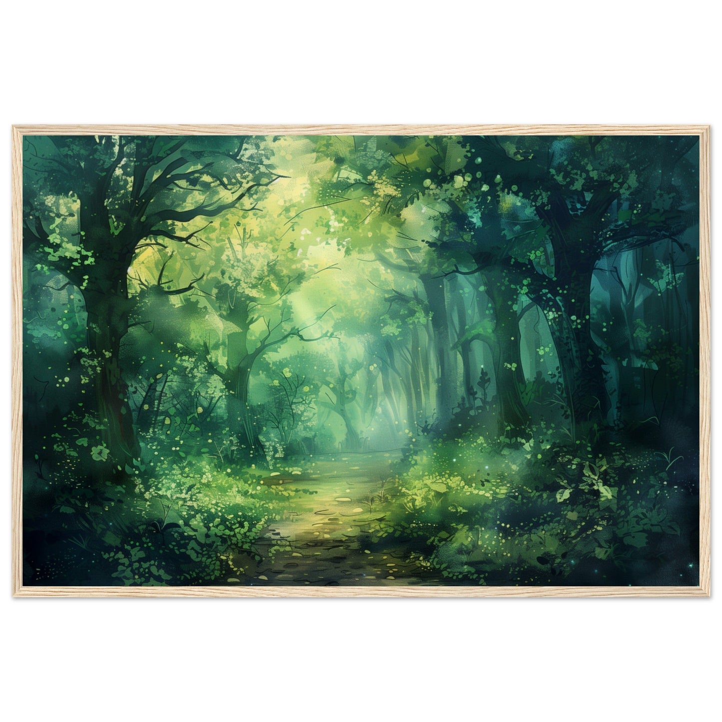 Poster Paysage Forêt ( 60x90-cm-Bois-clair)