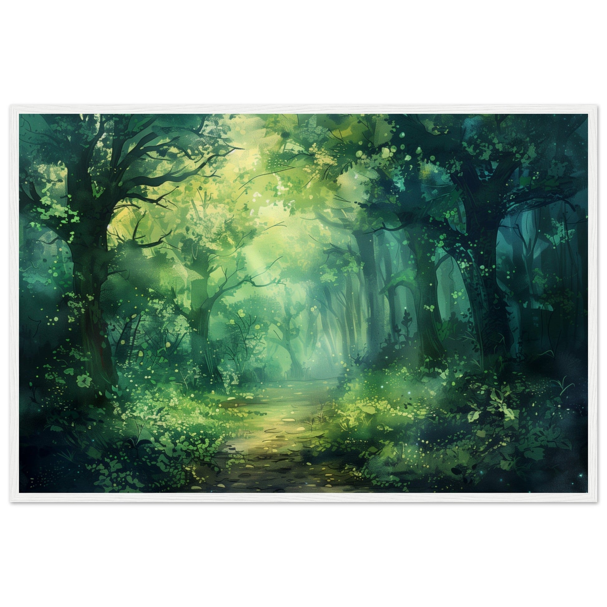 Poster Paysage Forêt ( 60x90-cm-Bois-blanc)