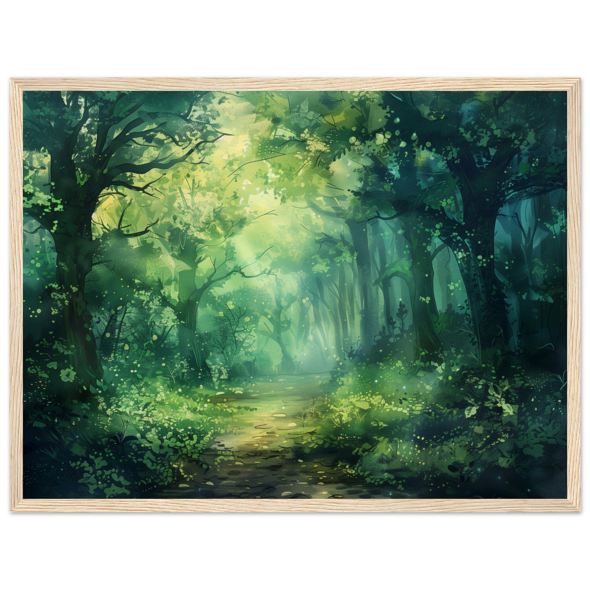 Poster Paysage Forêt ( 45x60-cm-Bois-clair)