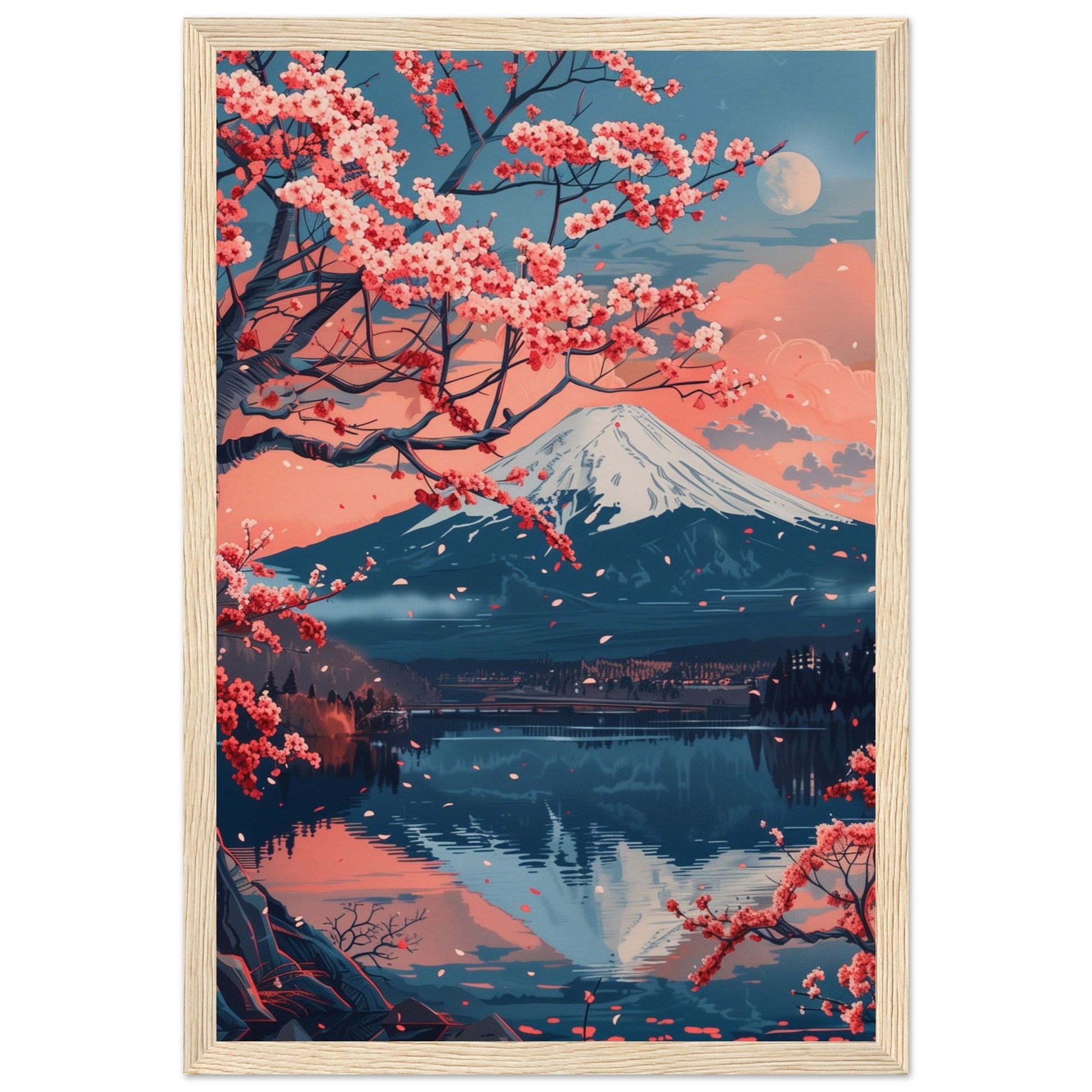 Poster Paysage Japonais ( 30x45-cm-Bois-clair)