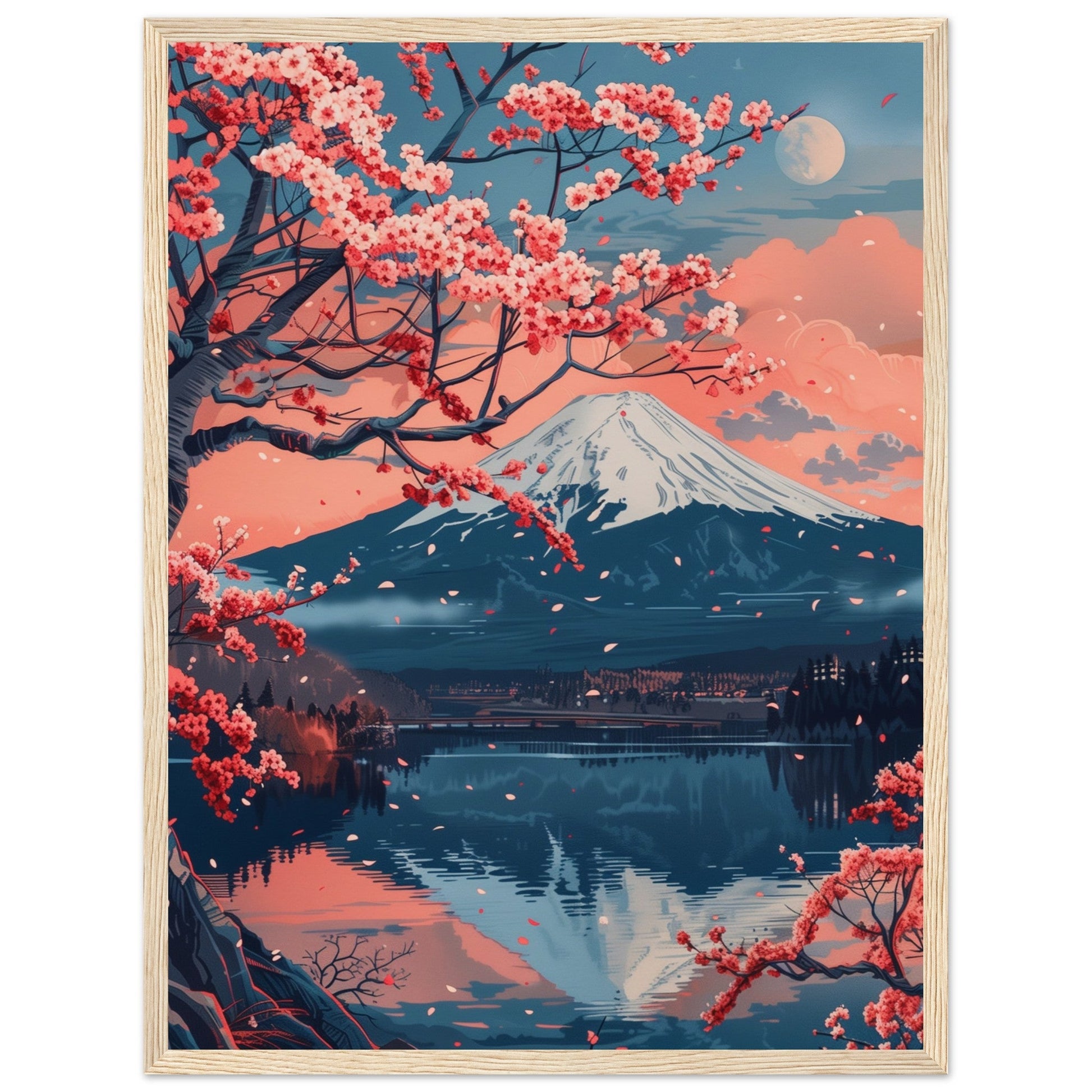 Poster Paysage Japonais ( 45x60-cm-Bois-clair)