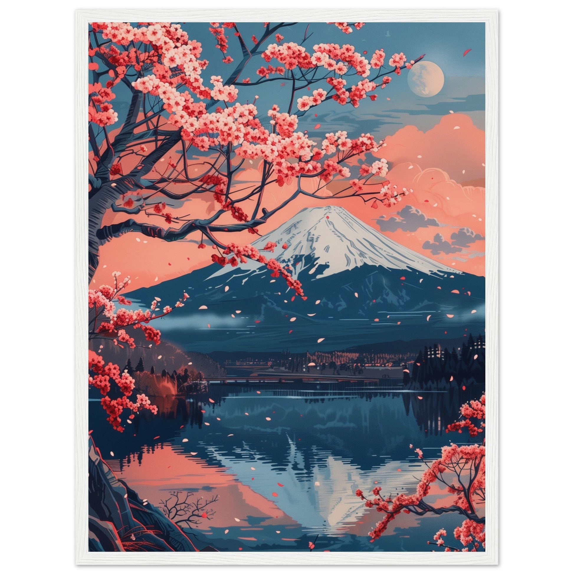 Poster Paysage Japonais ( 45x60-cm-Bois-blanc)