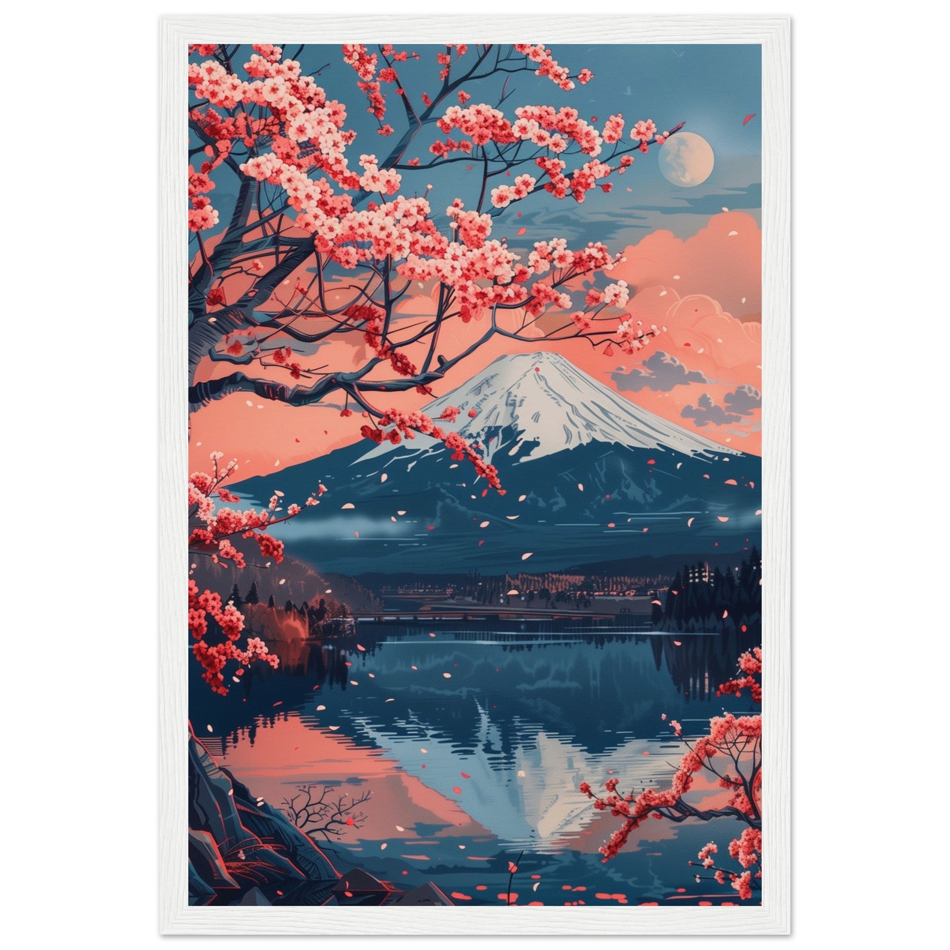 Poster Paysage Japonais ( 30x45-cm-Bois-blanc)