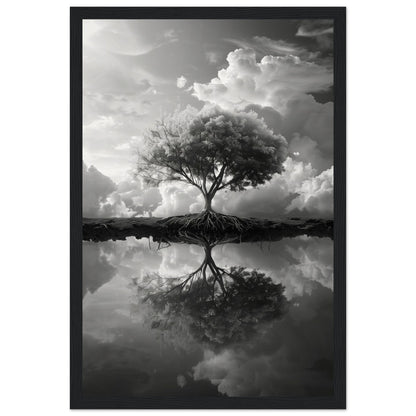 Poster Paysage Noir et Blanc ( 30x45-cm-Bois-noir)