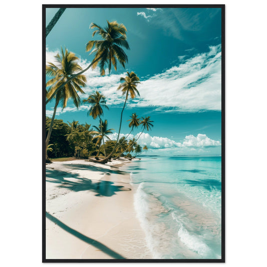 Poster Paysage Plage ( 70x100-cm-Bois-noir)