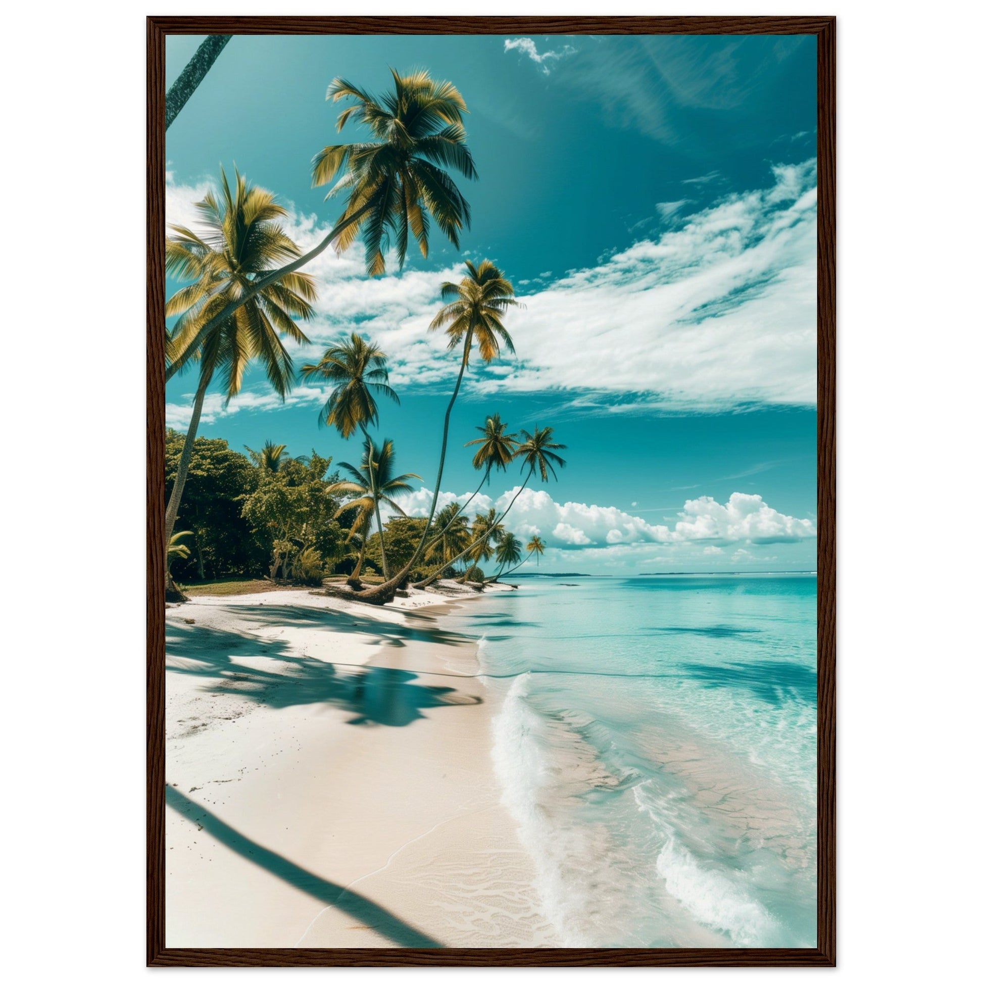 Poster Paysage Plage ( 50x70-cm-Bois-foncé)