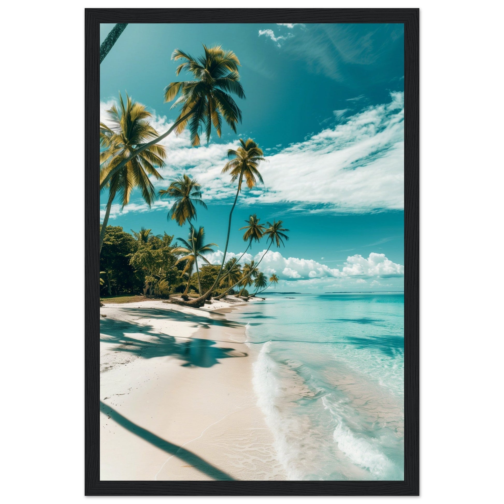 Poster Paysage Plage ( 30x45-cm-Bois-noir)