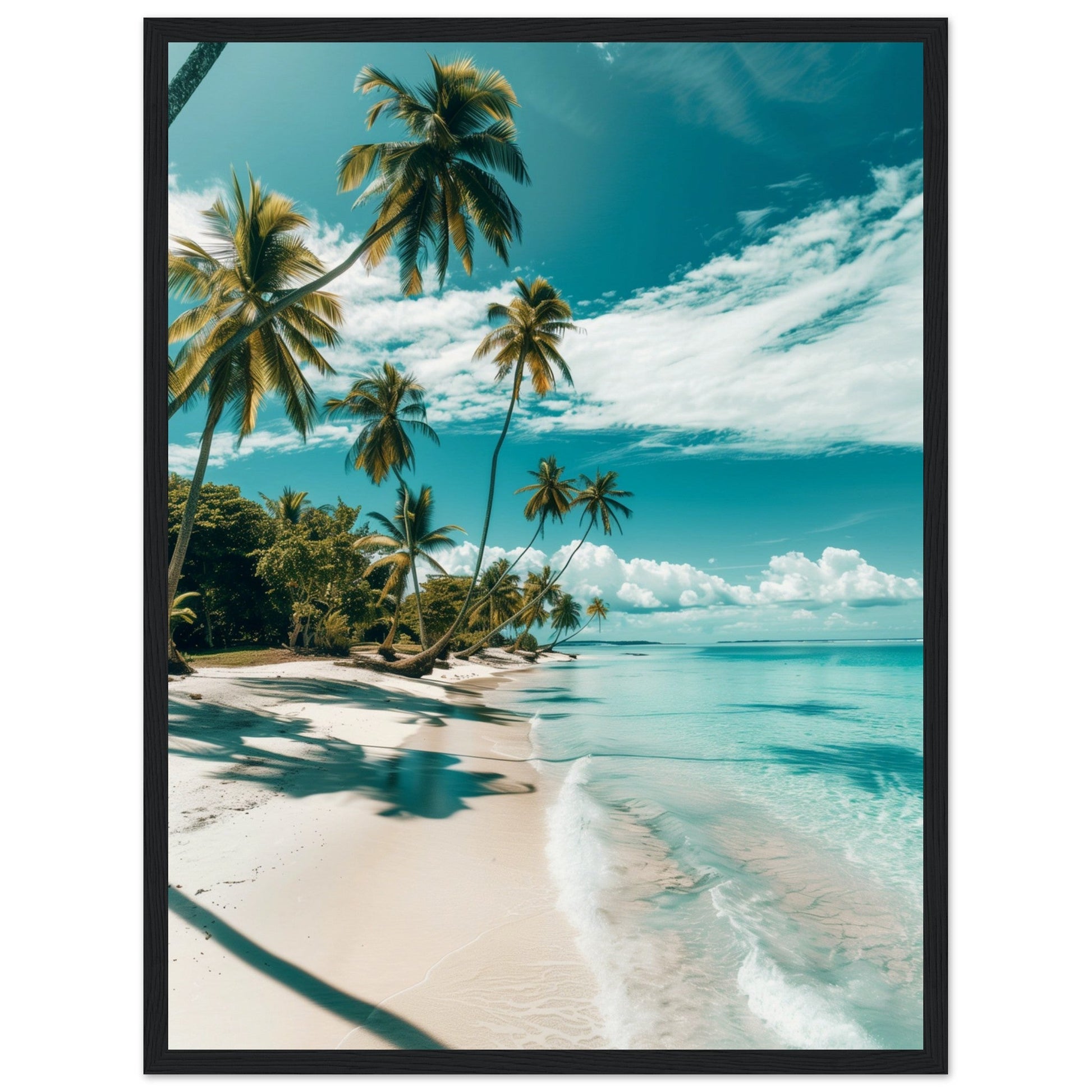 Poster Paysage Plage ( 45x60-cm-Bois-noir)