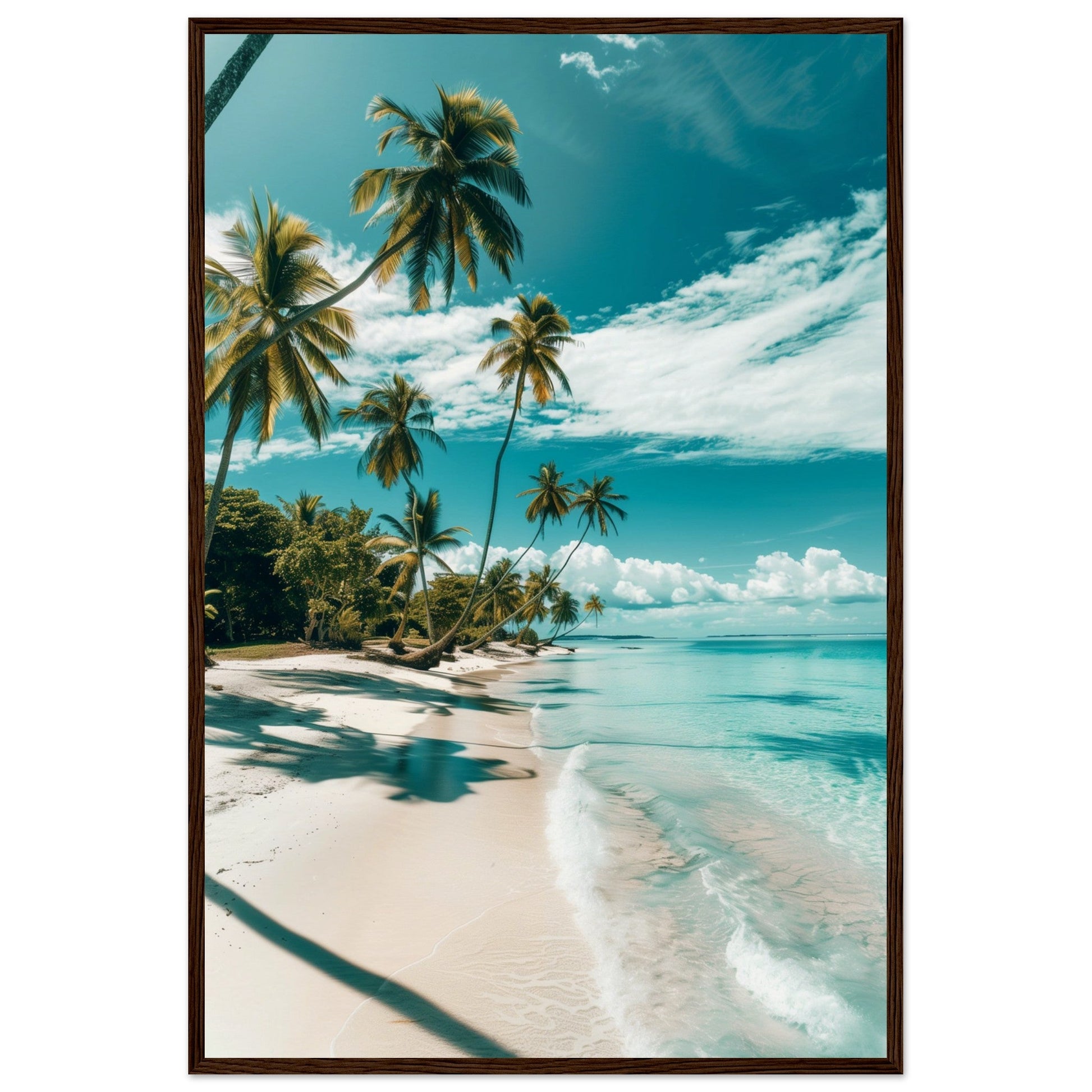 Poster Paysage Plage ( 60x90-cm-Bois-foncé)