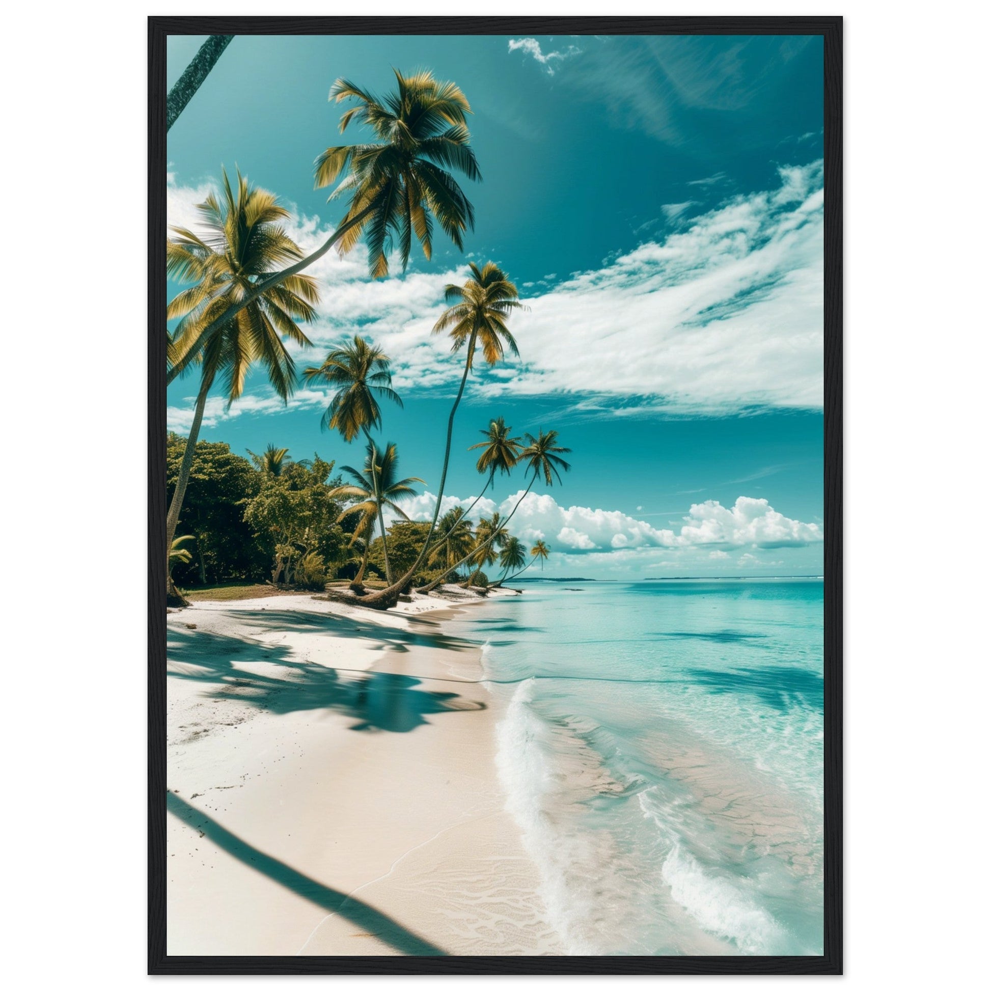 Poster Paysage Plage ( 50x70-cm-Bois-noir)