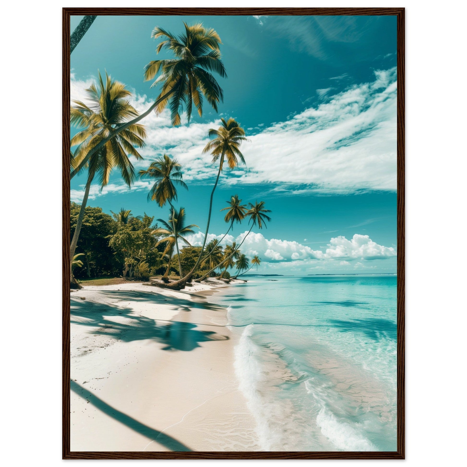 Poster Paysage Plage ( 60x80-cm-Bois-foncé)