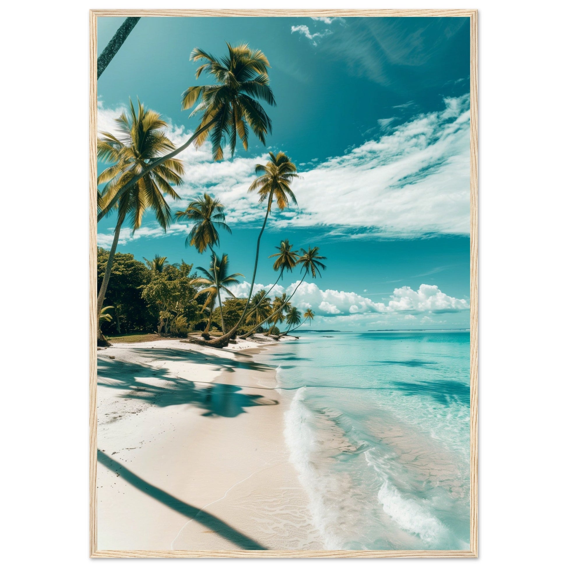 Poster Paysage Plage ( 70x100-cm-Bois-clair)