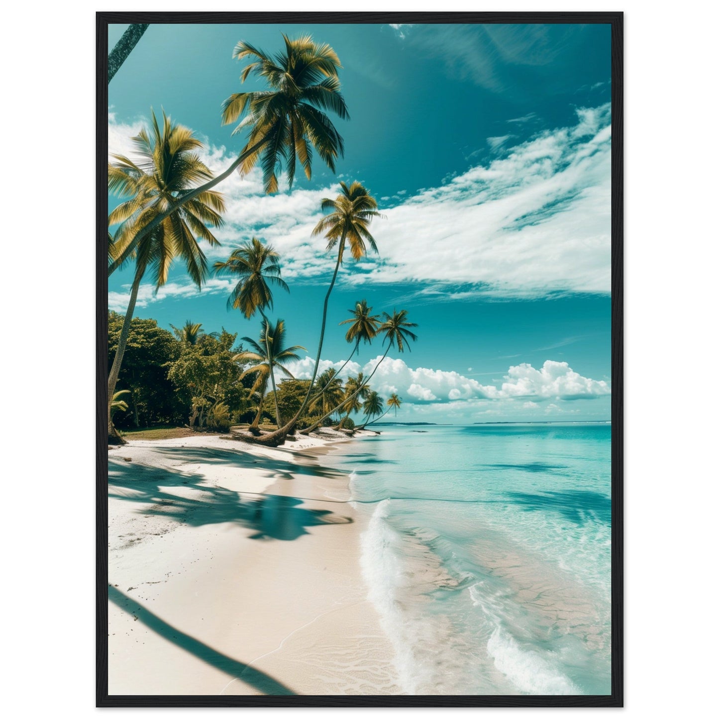 Poster Paysage Plage ( 60x80-cm-Bois-noir)