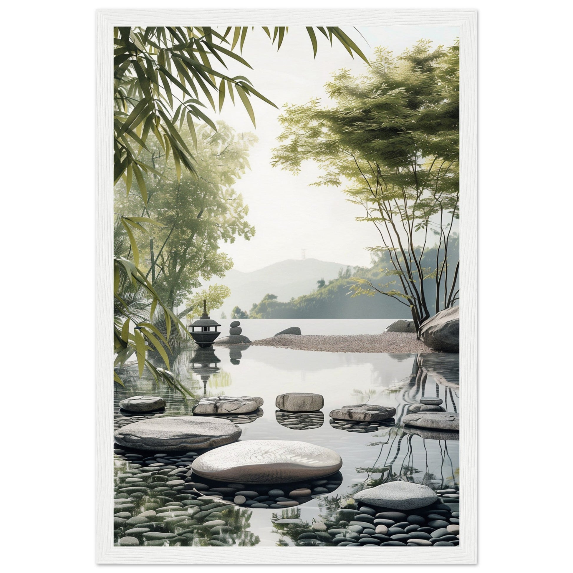 Poster Paysage Zen ( 30x45-cm-Bois-blanc)