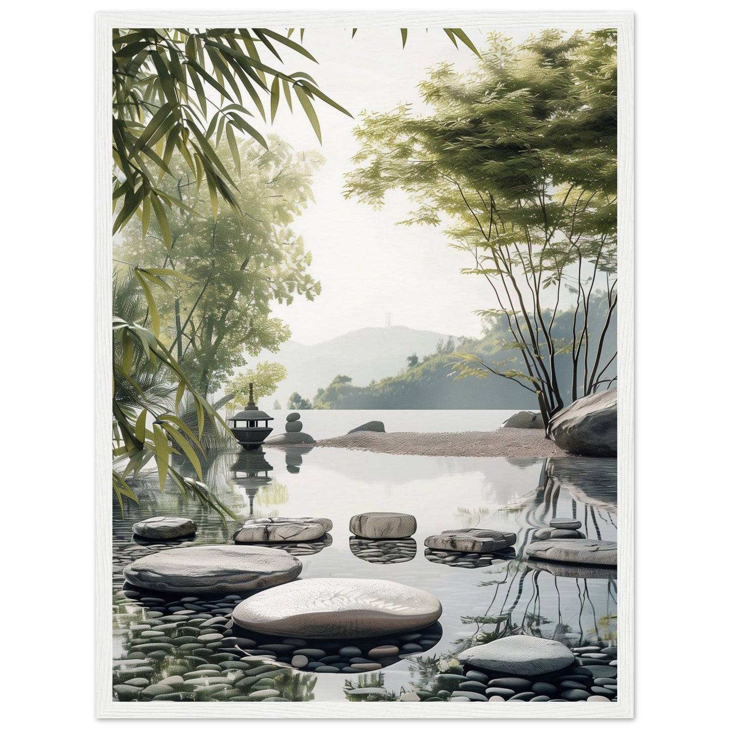 Poster Paysage Zen ( 45x60-cm-Bois-blanc)