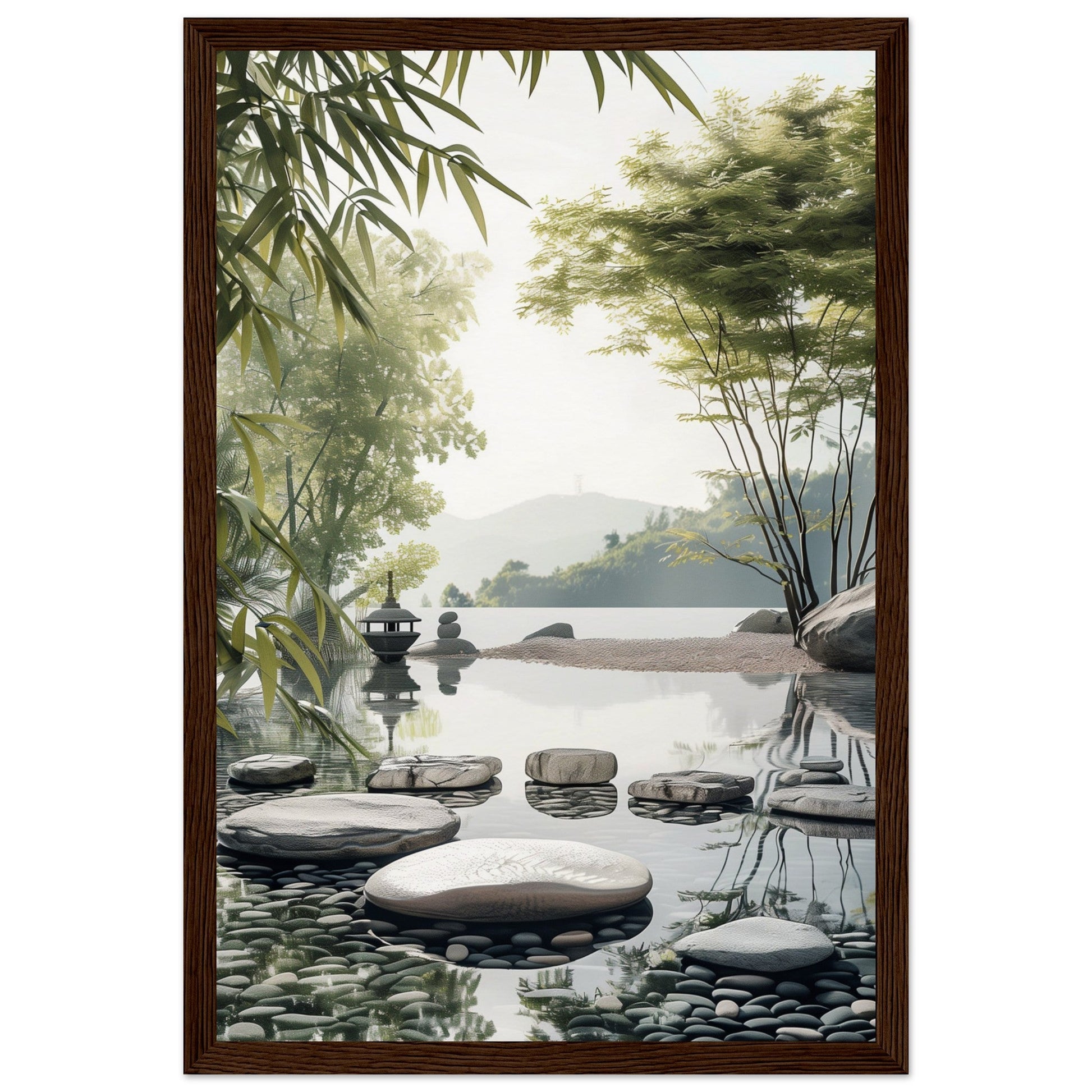 Poster Paysage Zen ( 30x45-cm-Bois-foncé)