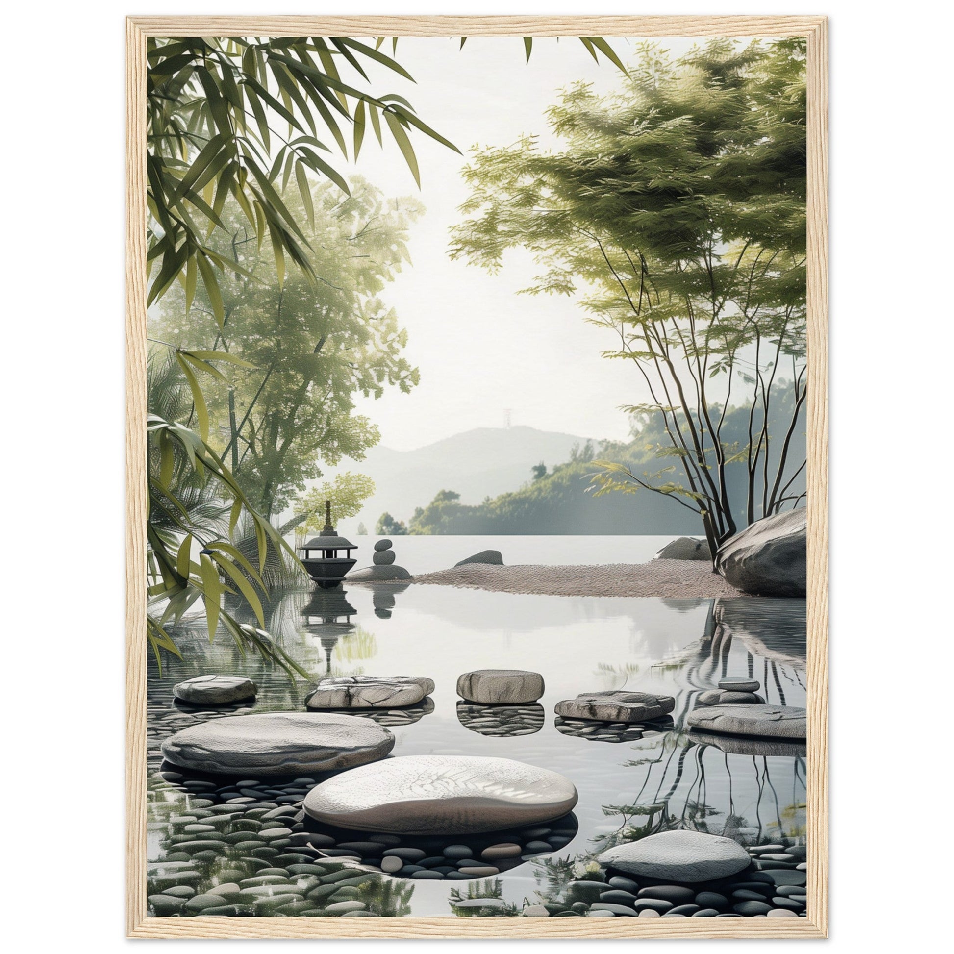 Poster Paysage Zen ( 45x60-cm-Bois-clair)